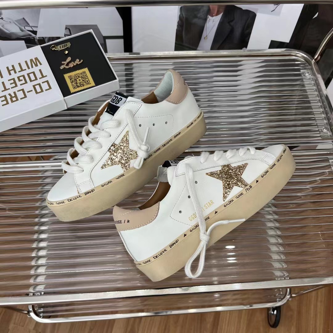 Golden Goose Hi Star Platform Sneakers White/Beige/Gold