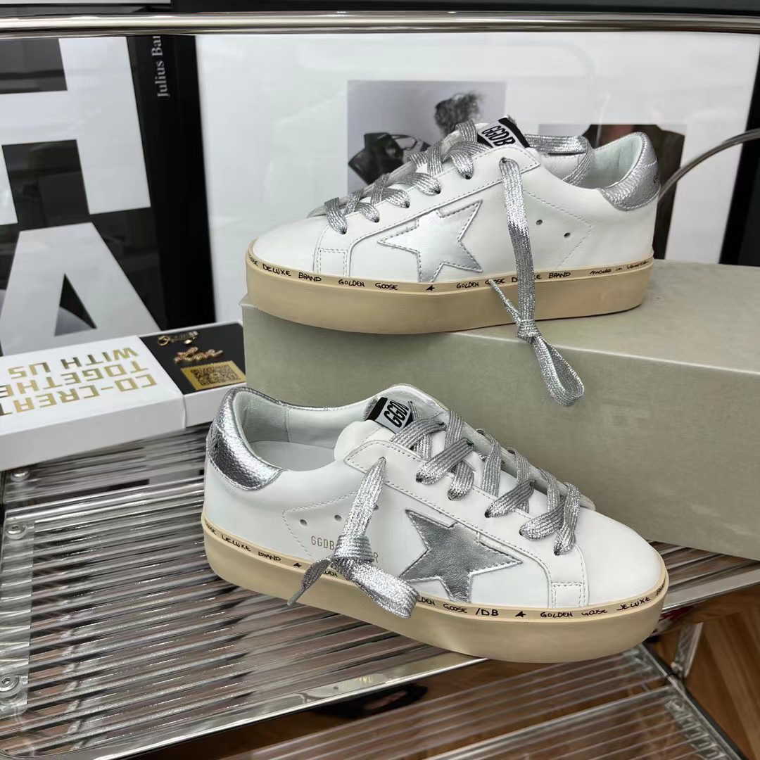 Golden Goose Hi Star Platform Sneakers Silver/White