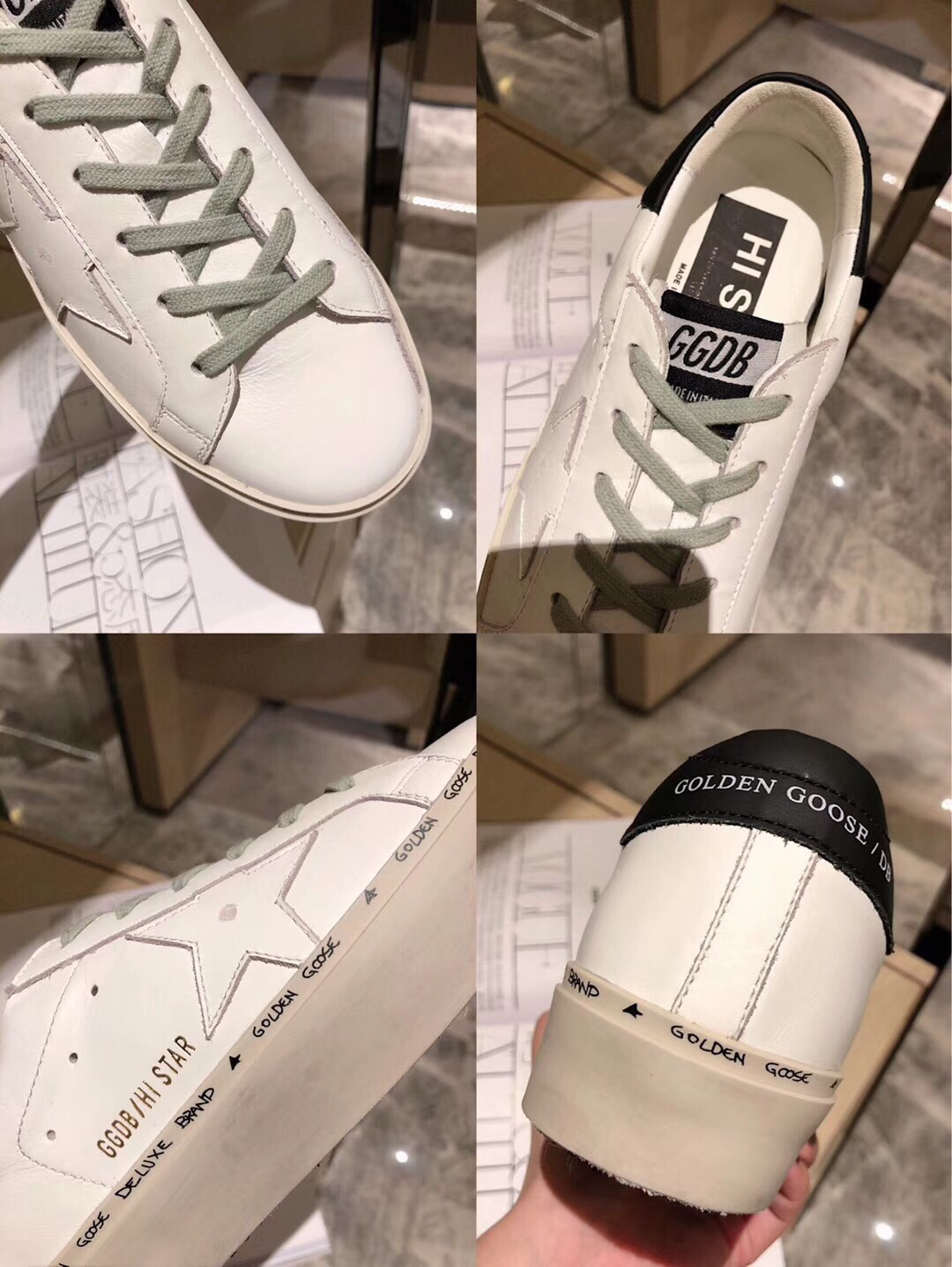 Golden Goose Hi Star Platform Sneakers Black/White