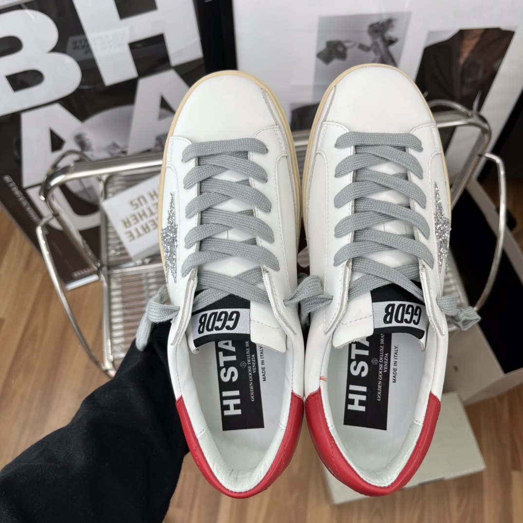 Golden Goose Hi Star Platform Sneakers White/Red