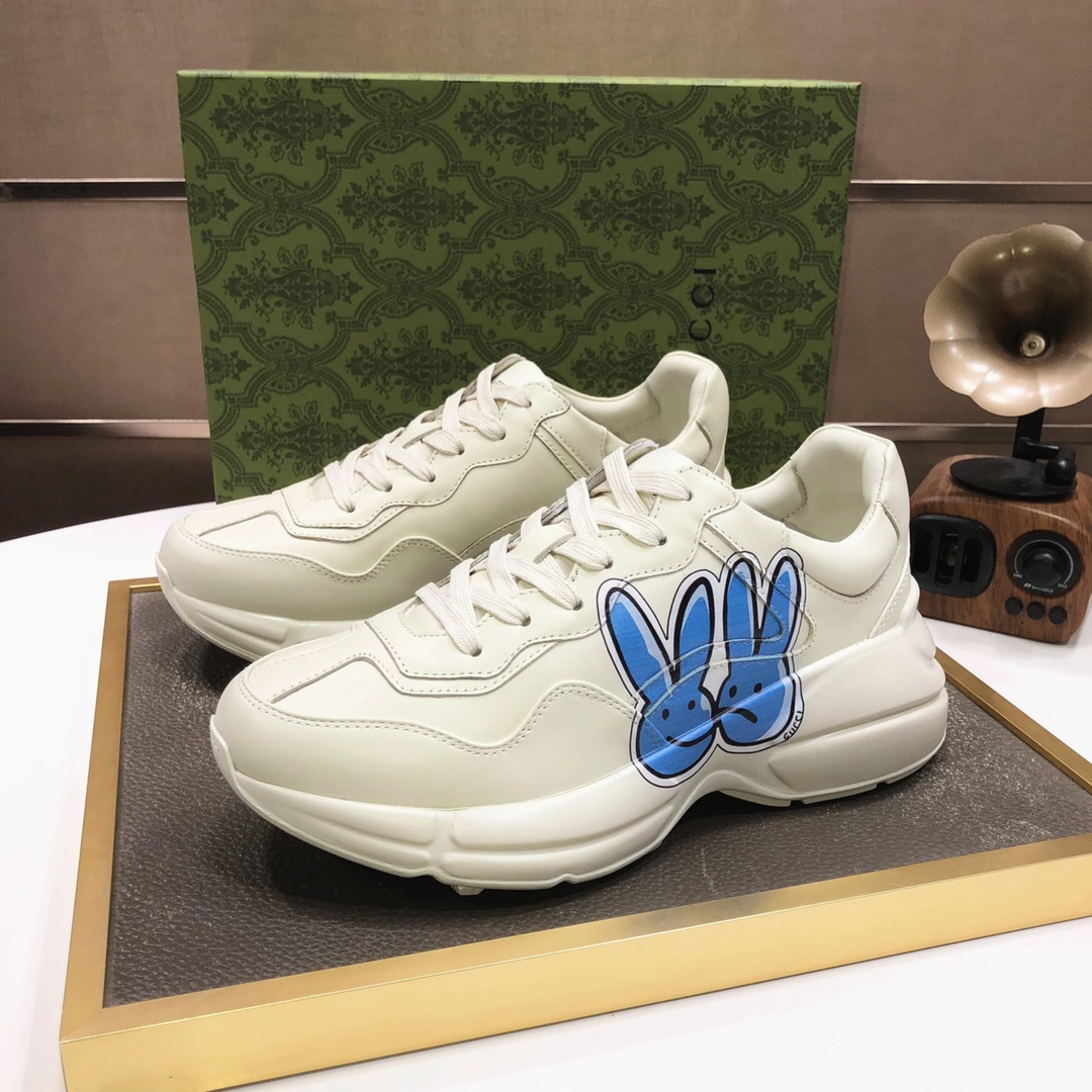 Gucci Chunky Dad Sneakers Blue Graphic Ivory