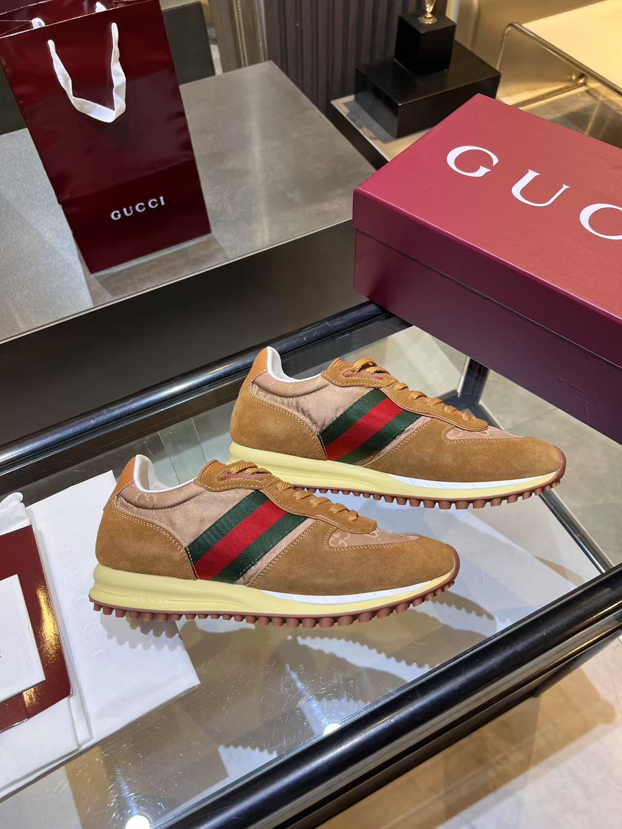 Gucci Re-Motion Platform Sneakers Khaki