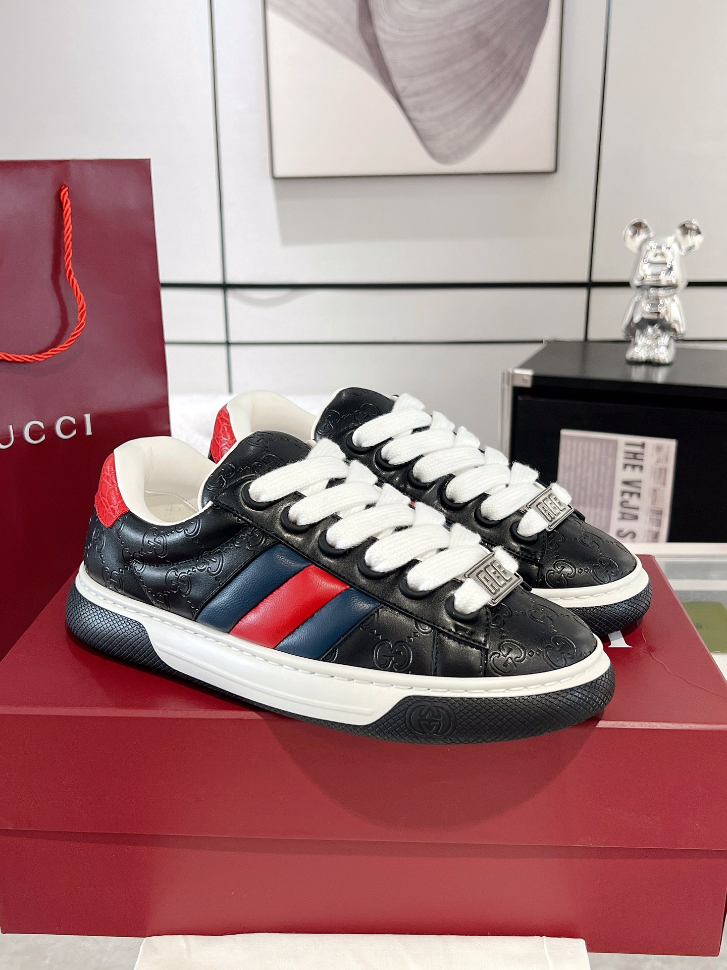 Gucci Ace Thick-Sole Sneakers Multicolor