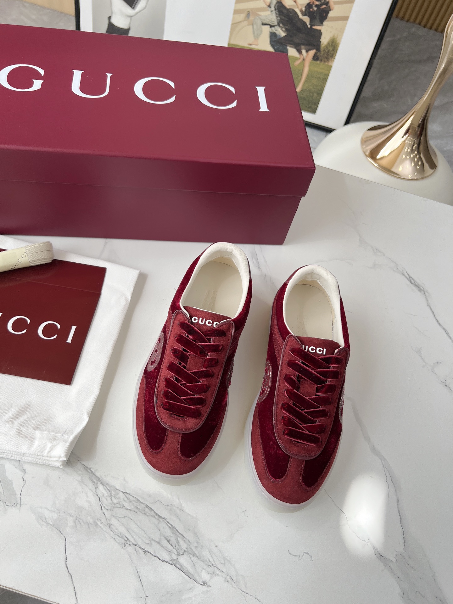 Gucci Double G Trainer Sneakers Burgundy