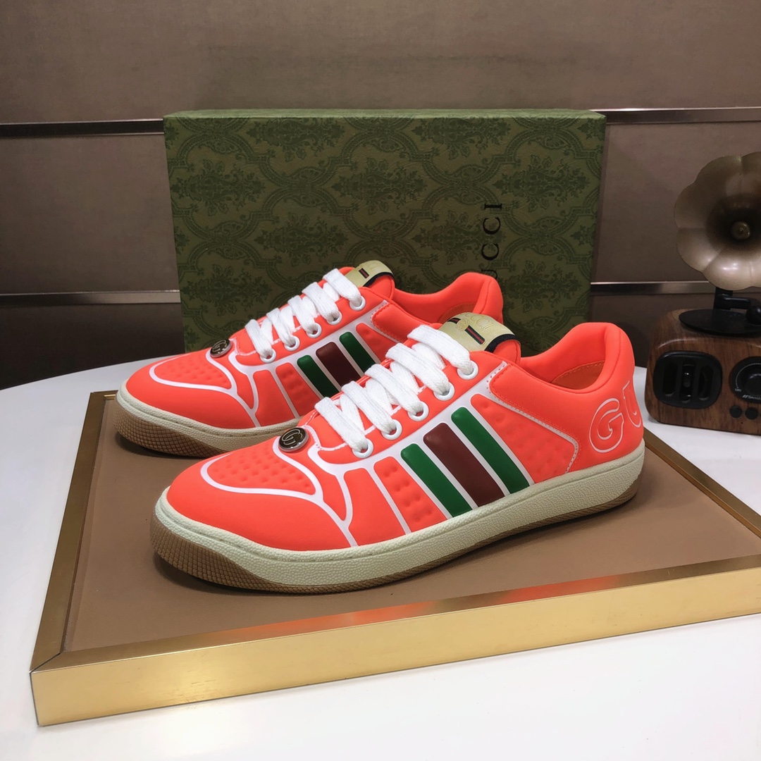 Gucci Low-Top Tennis Sneakers Orange
