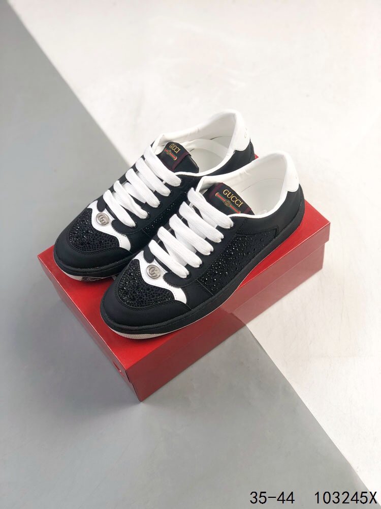 Gucci Distressed Screener Sneakers Black/White