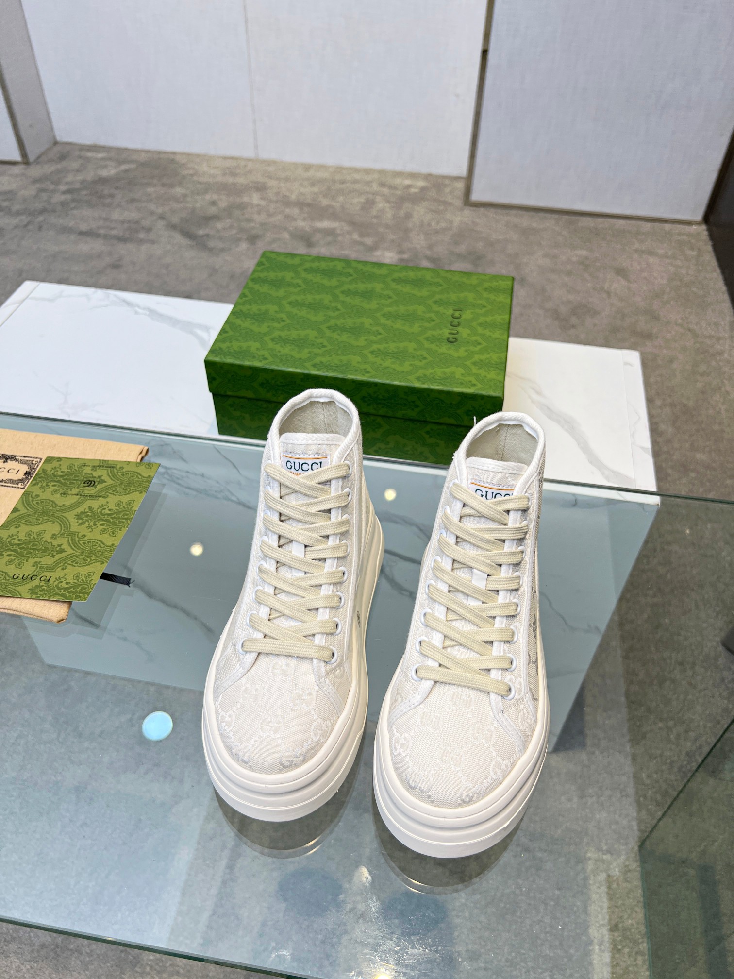 Gucci GG Platform High-Top Sneakers White