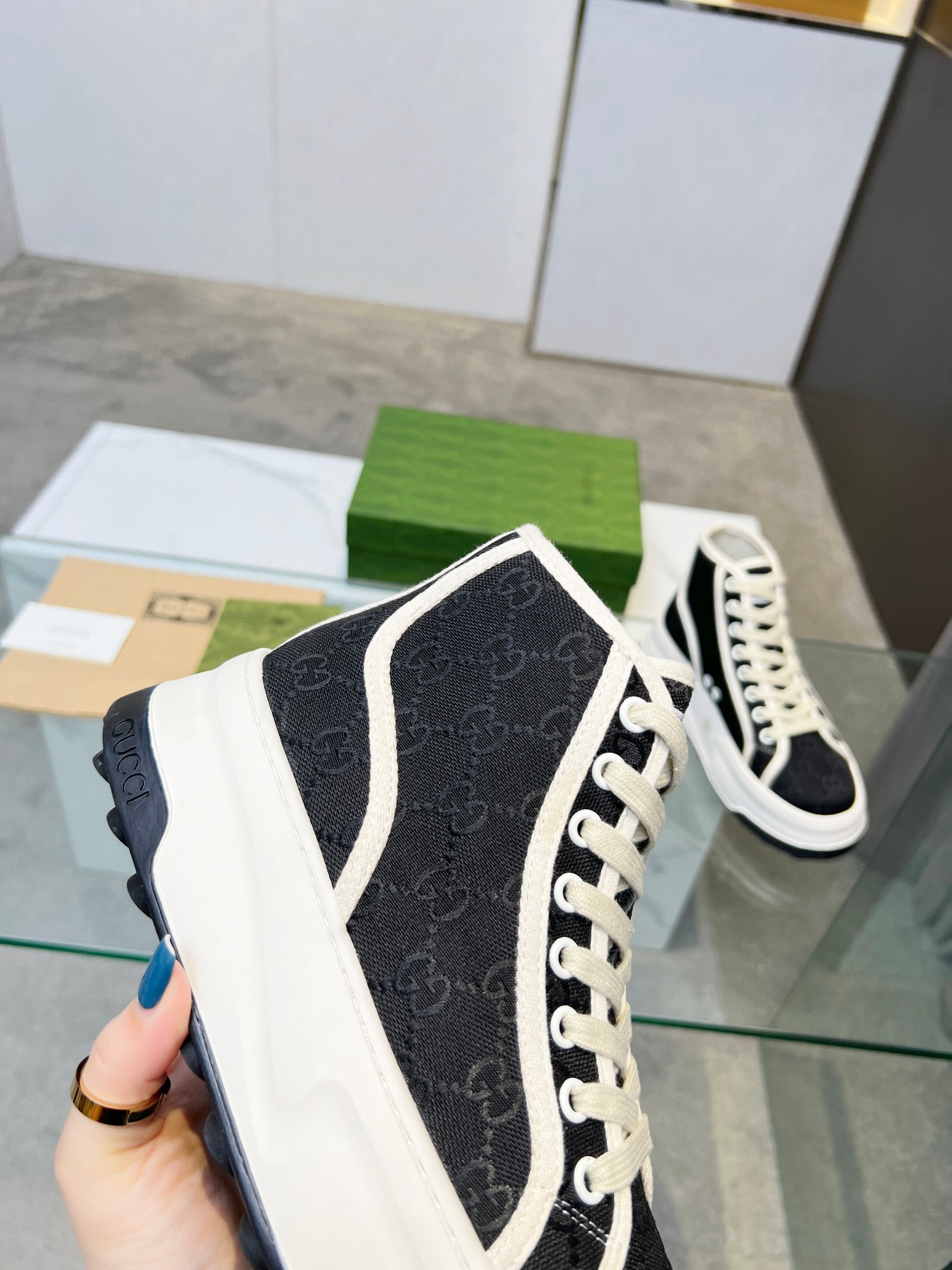 Gucci GG Platform High-Top Sneakers Black