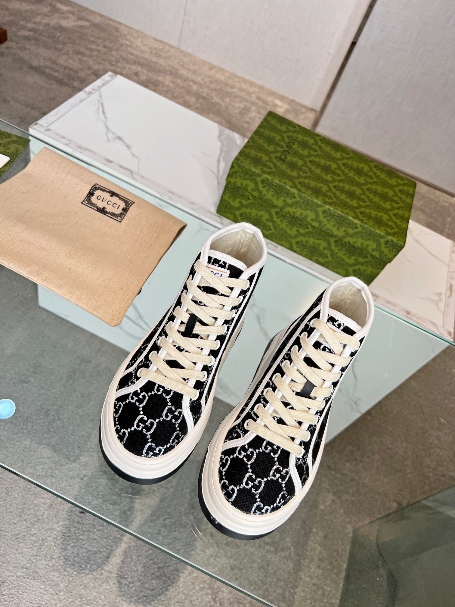 Gucci GG Platform High-Top Sneakers Black