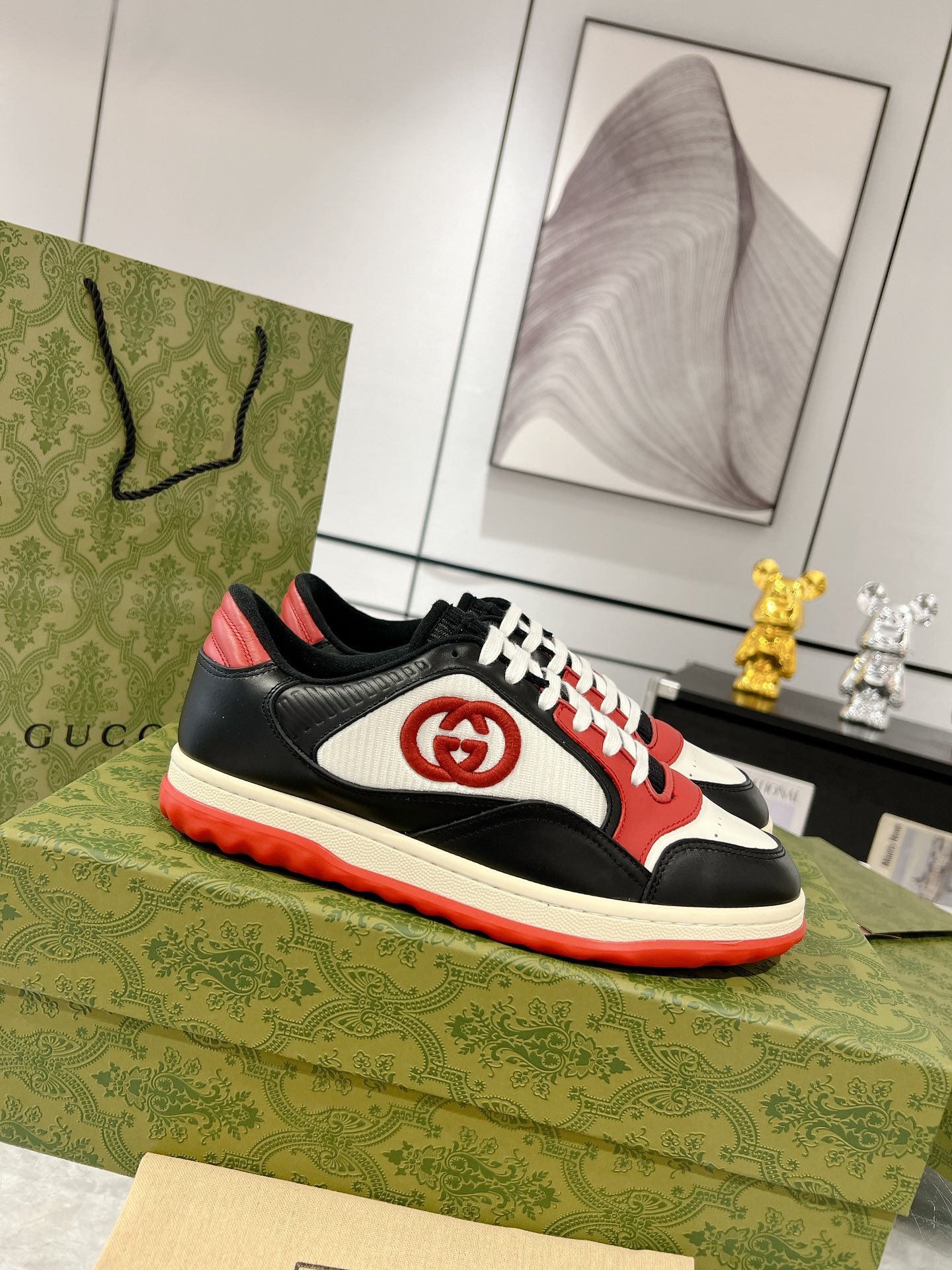 Gucci MAC80 Leather Sneakers Black Red