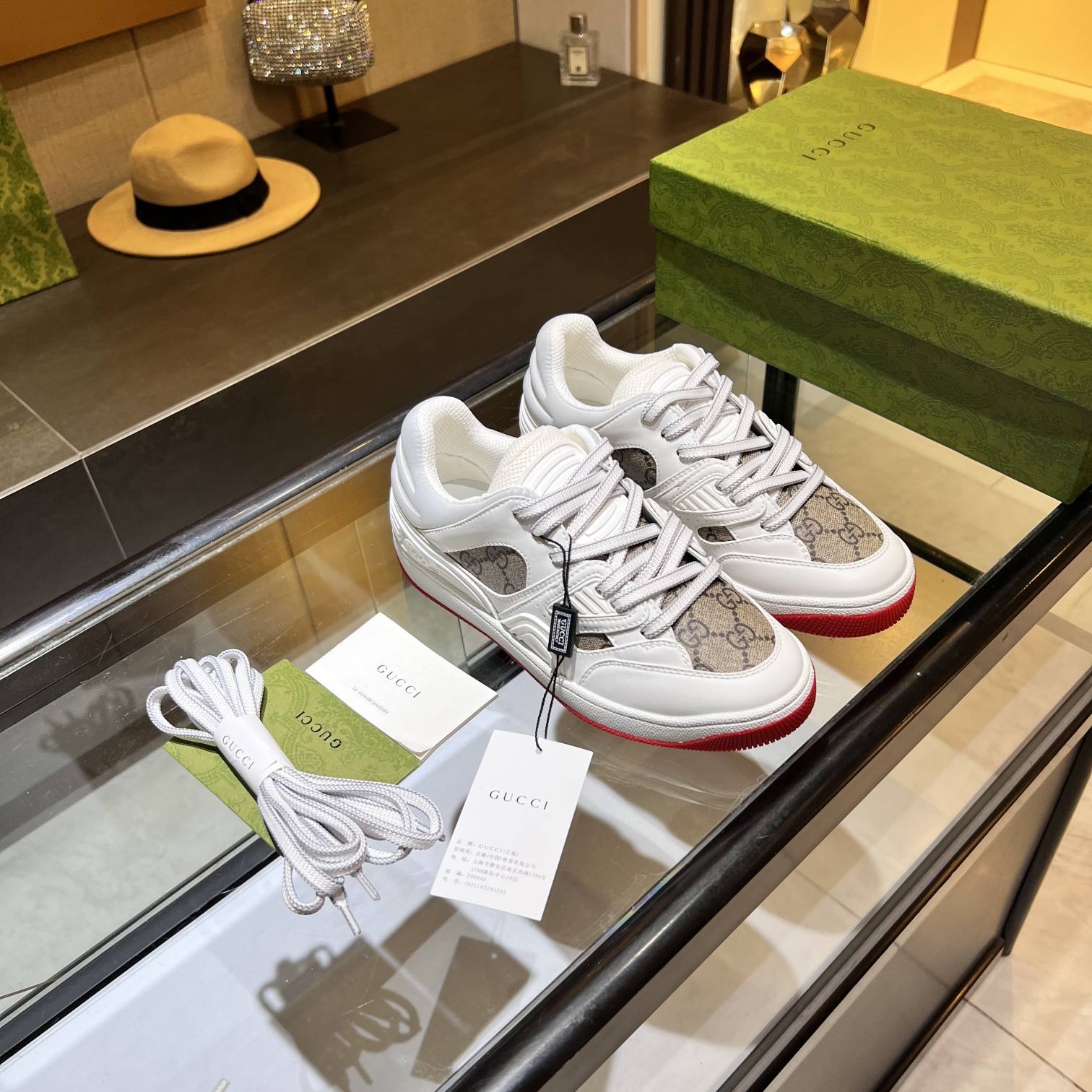 Gucci GG Low-Top Sneakers White/Red