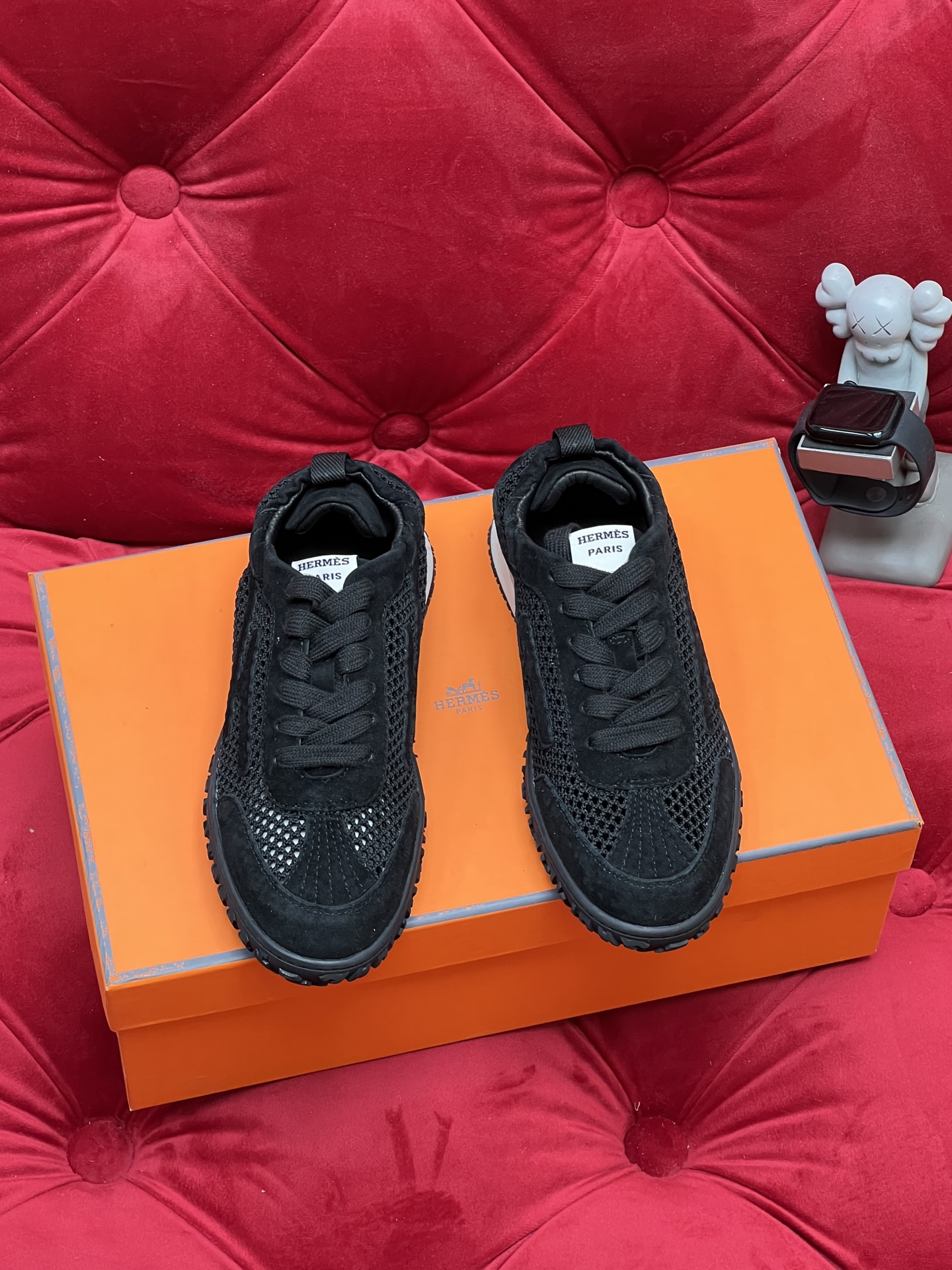 Hermes Jet Suede Mesh Sneakers Black