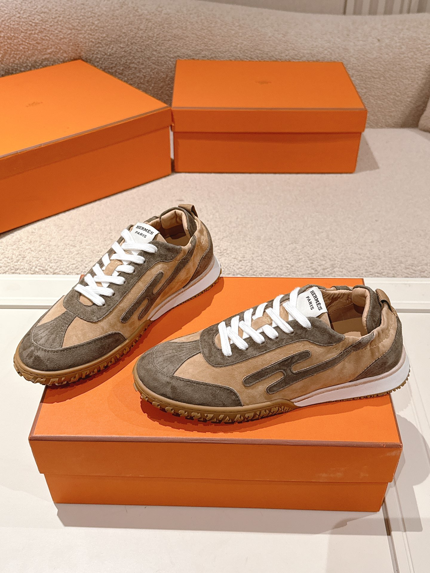 Hermes Suede H Logo Sneakers Multicolor