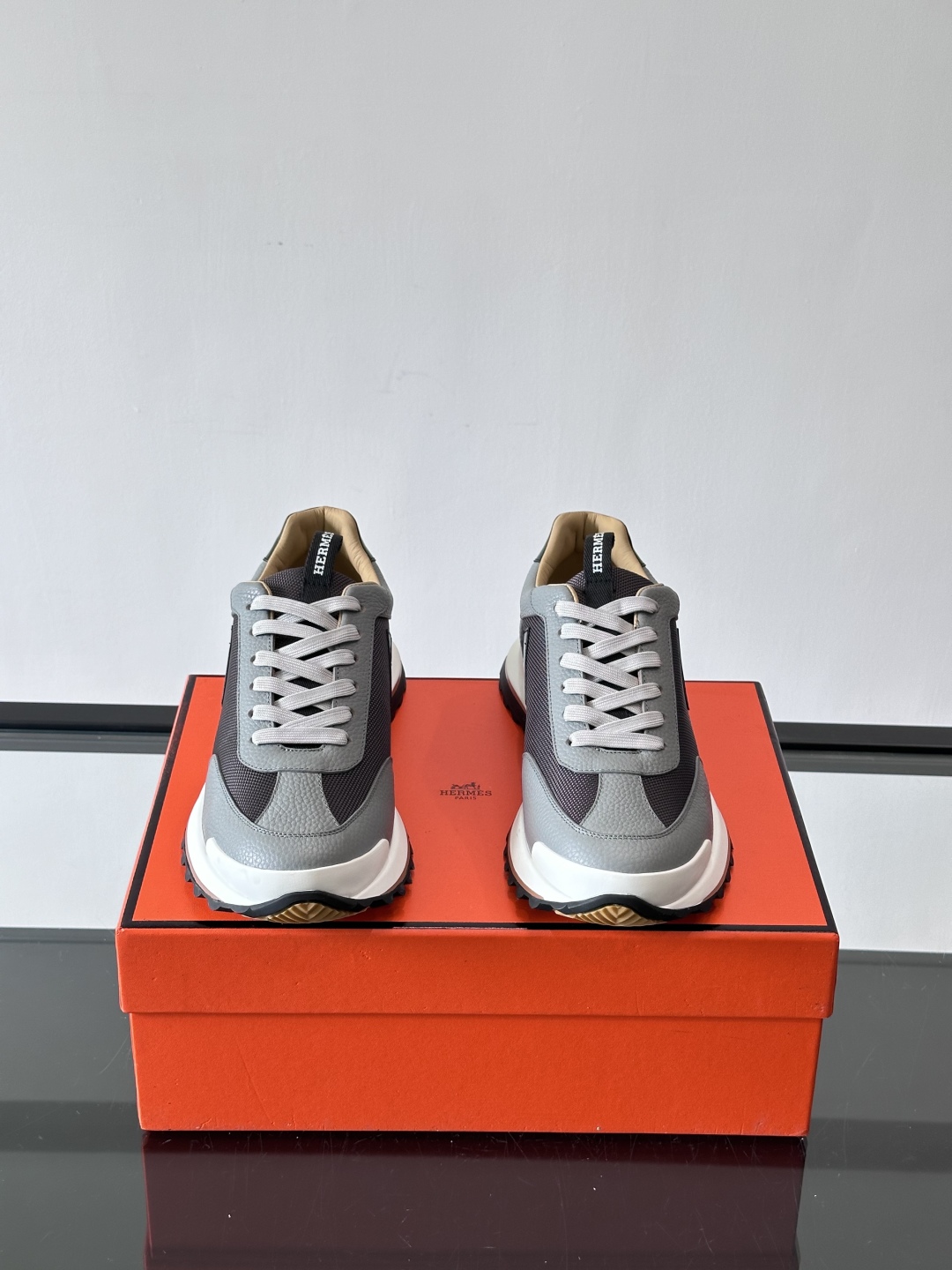 Hermes Hugo Platform Sneakers Grey/Black