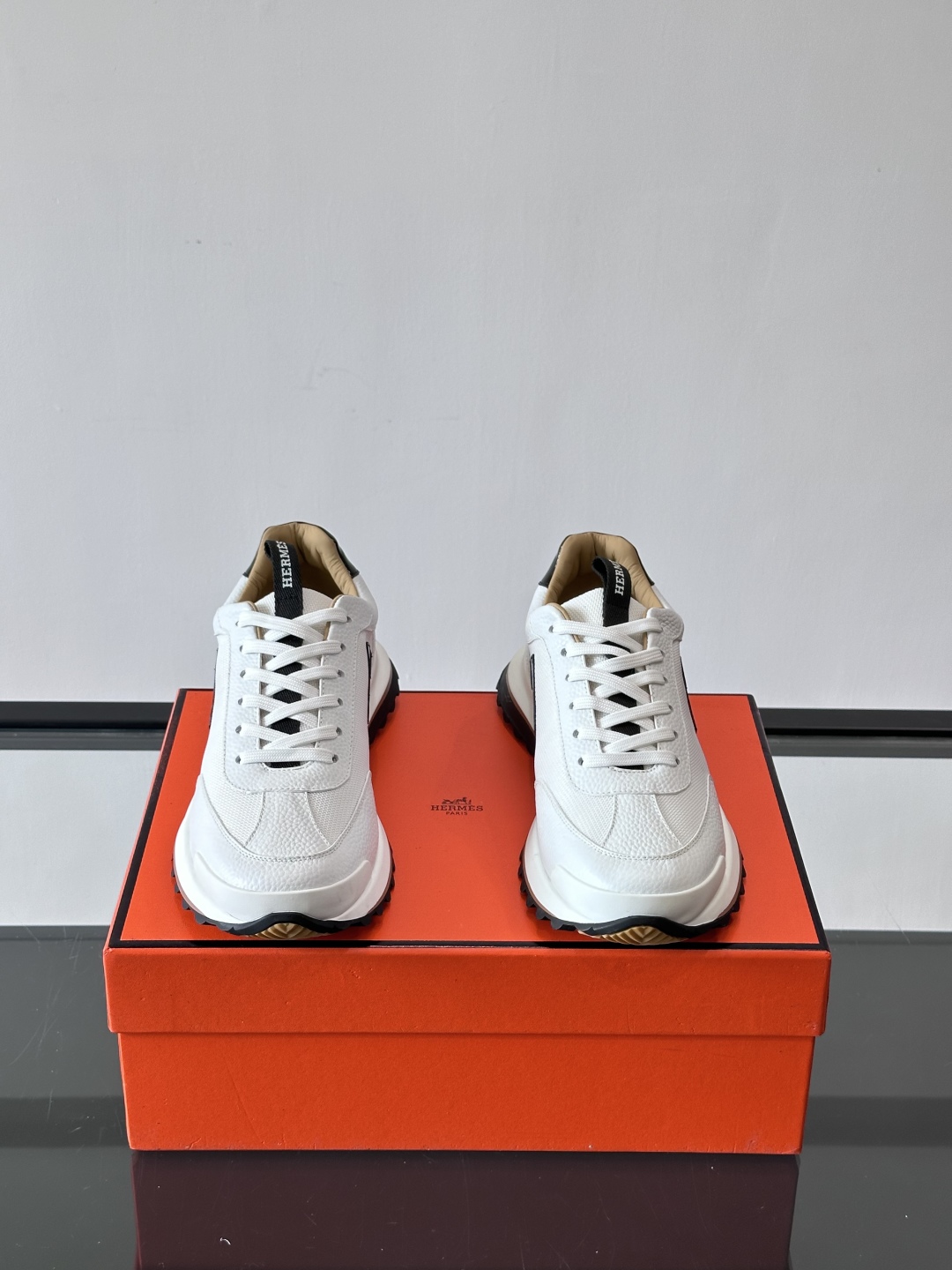 Hermes Hugo Platform Sneakers White
