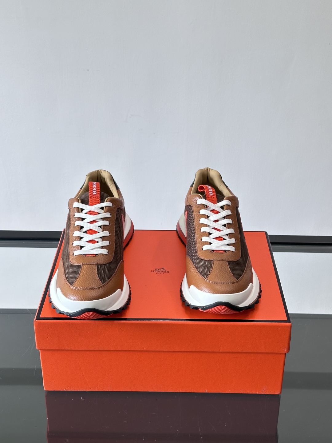 Hermes Hugo Platform Sneakers Brown