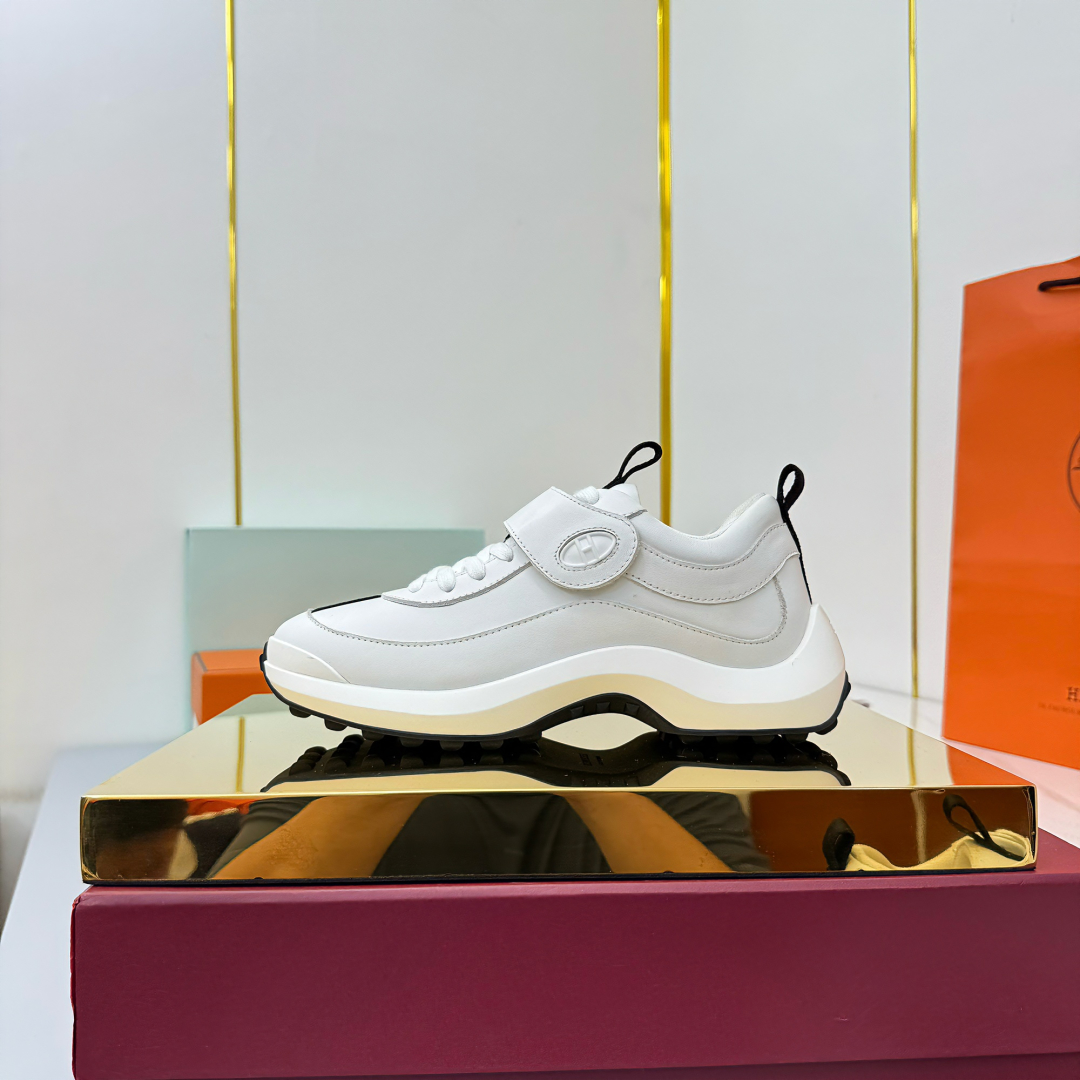 Hermes Loosneaker Velcro Sneaker White