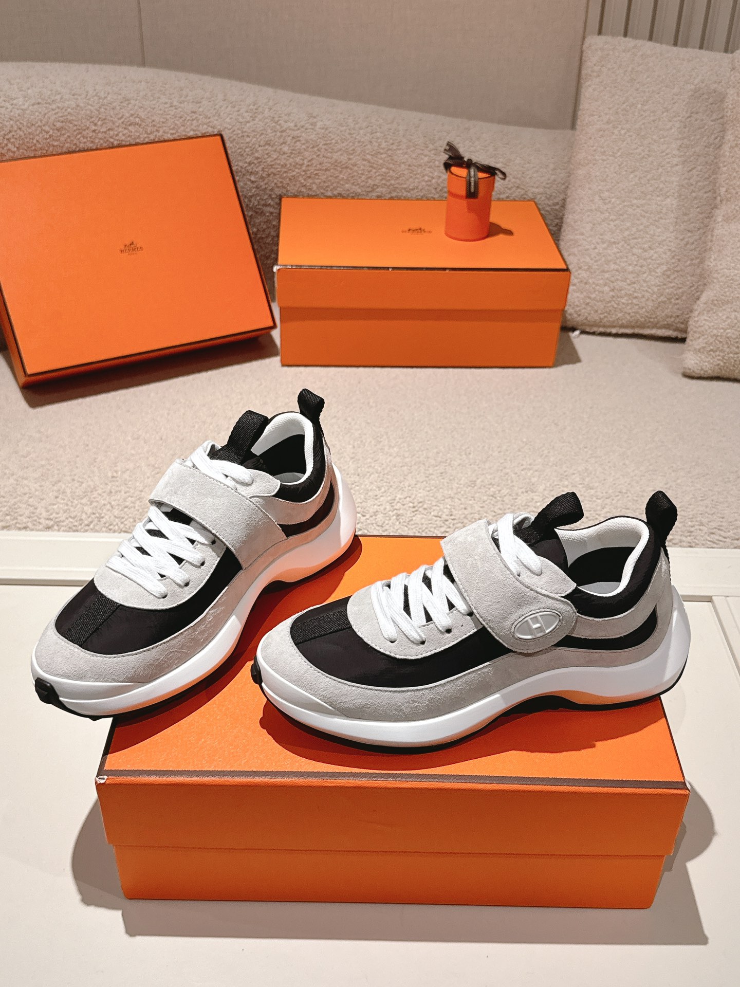 Hermes Couple Sport Sneakers Black/Grey