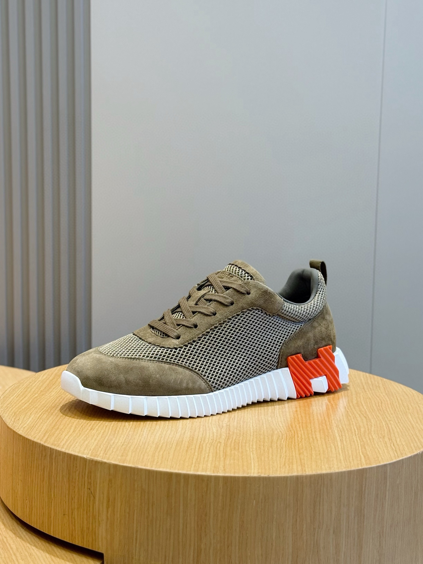 Hermes Bouncing Mesh Sneakers Khaki
