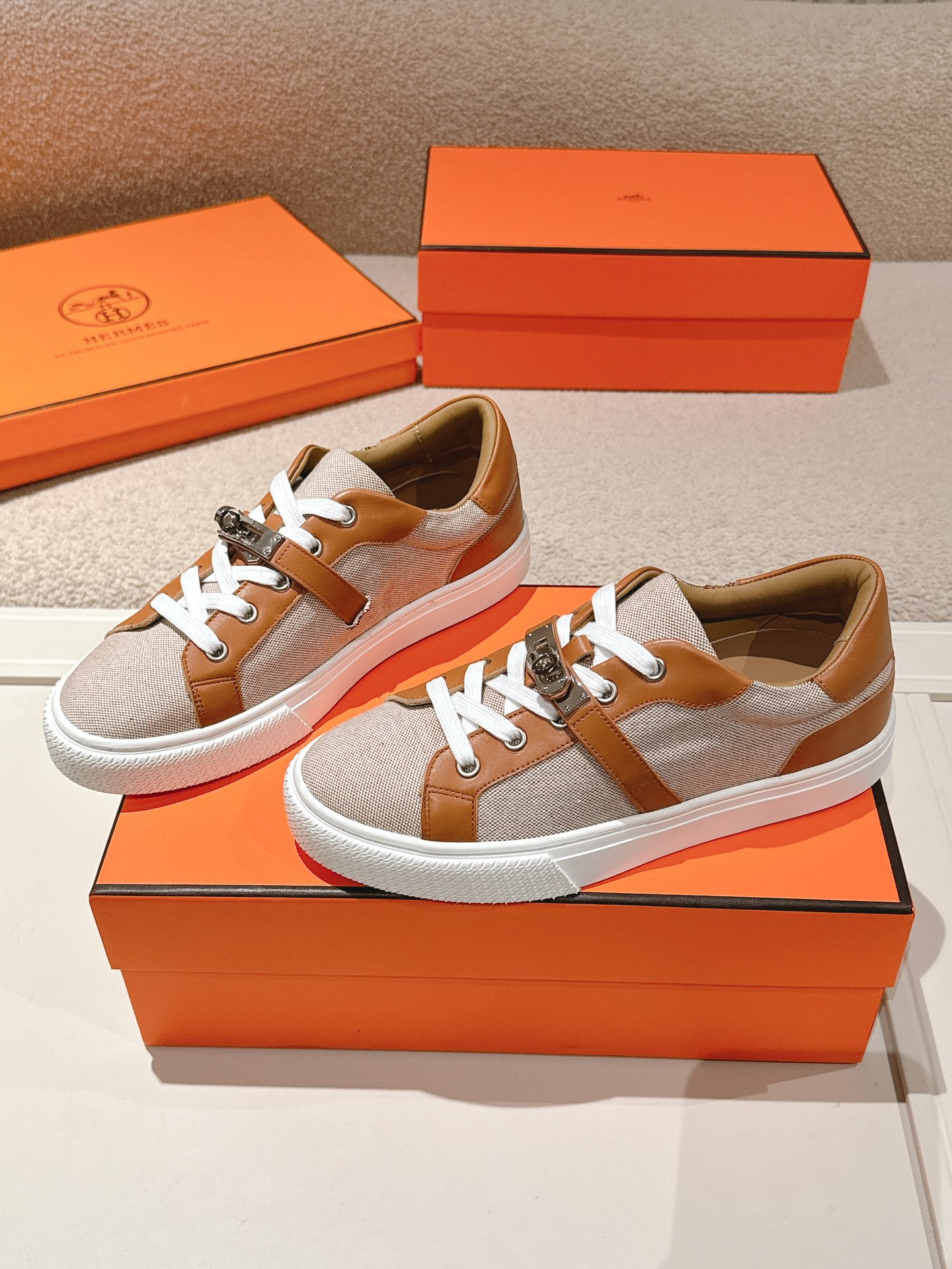 Hermes Kelly Buckle Sneaker Brown