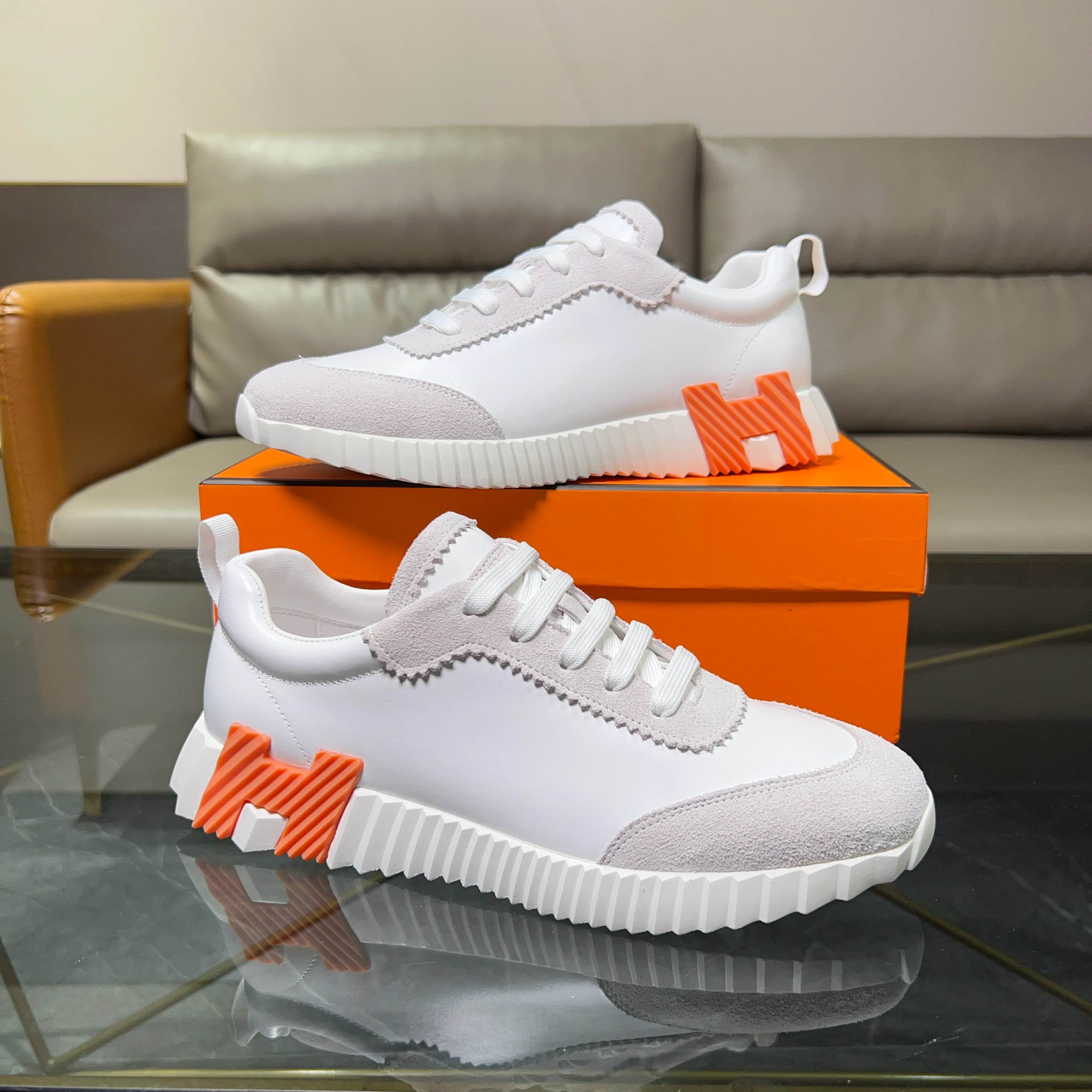 Hermes H Logo Chunky Sneakers White
