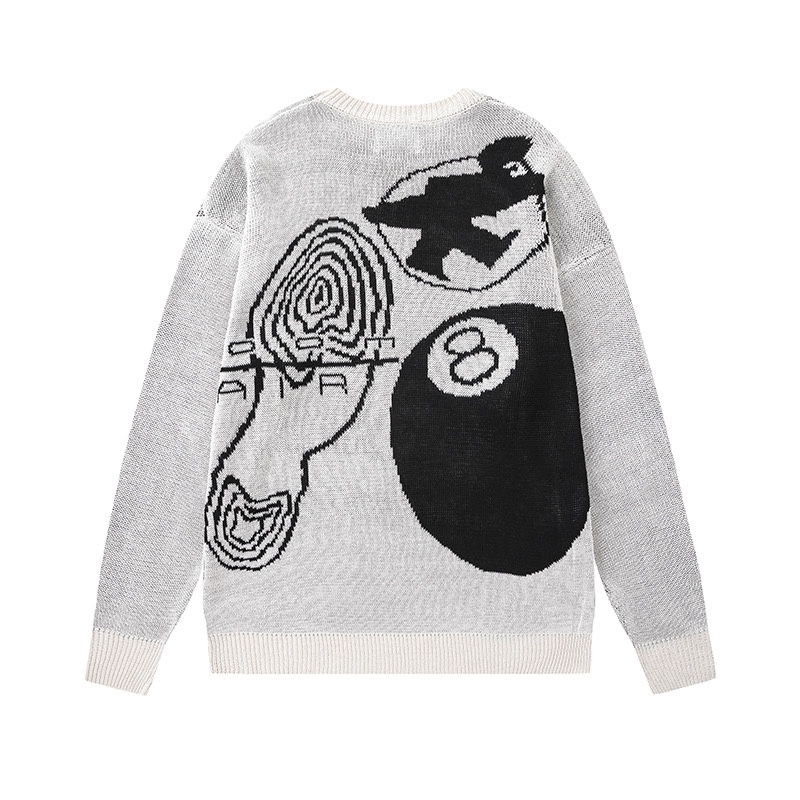 Stussy Logo Jacquard Knit Sweater White