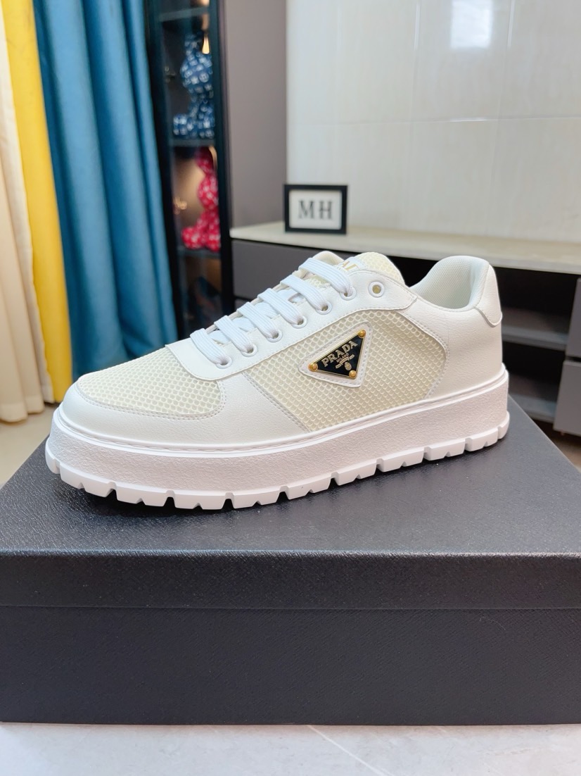 Prada Leather Mesh Sneakers Black