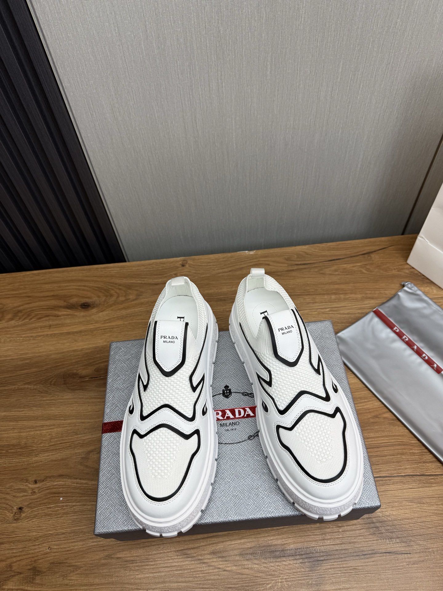 Prada Milano Slip-On Sneakers White