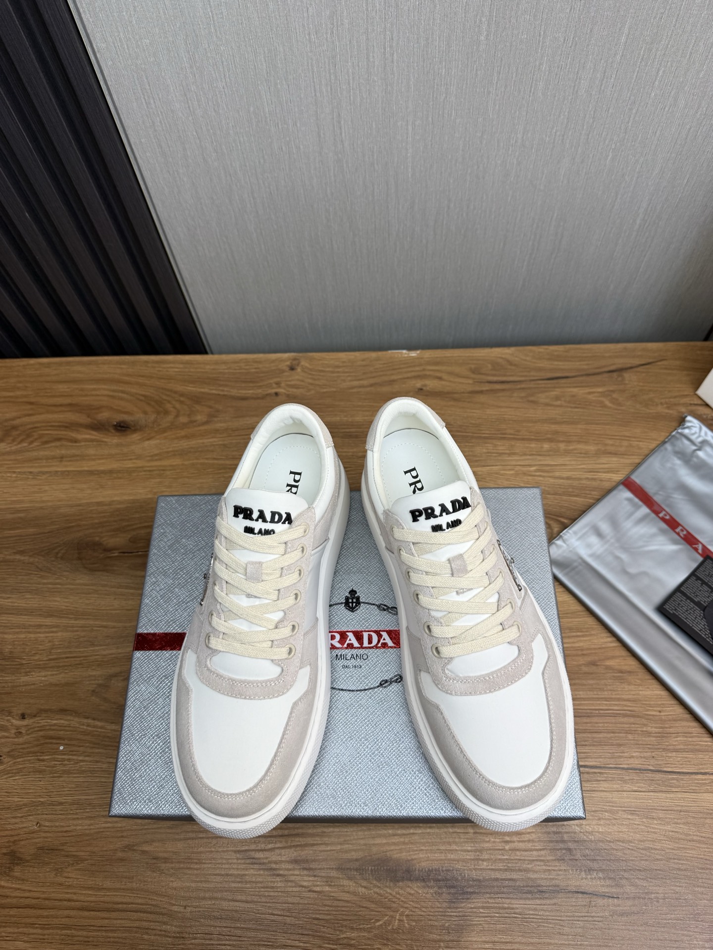 Prada Suede Leather Sneakers White/Beige