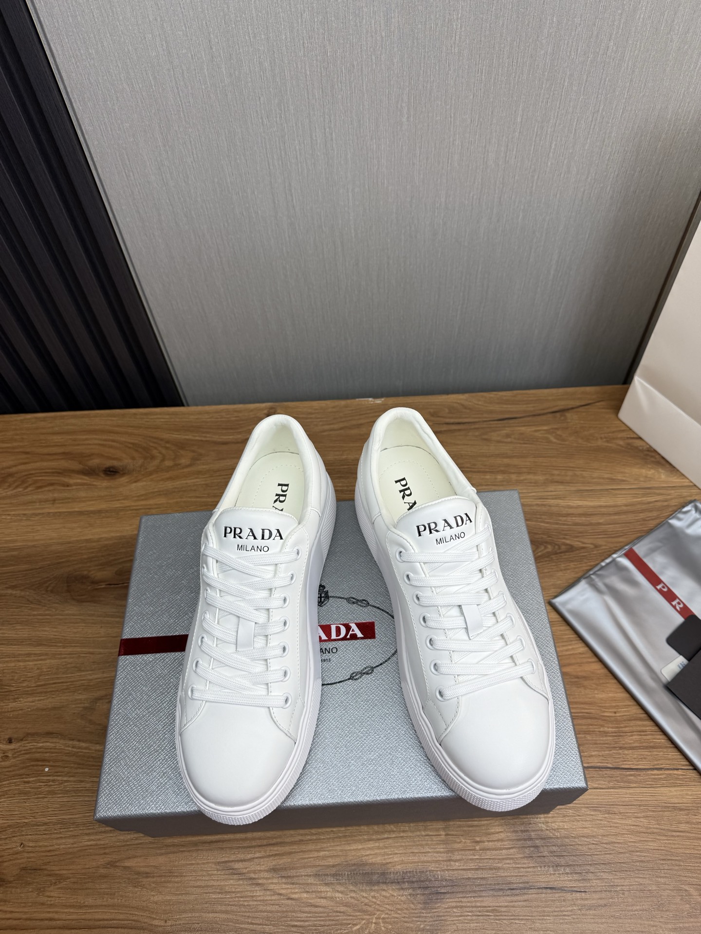 Prada Milano Leather Sneakers White