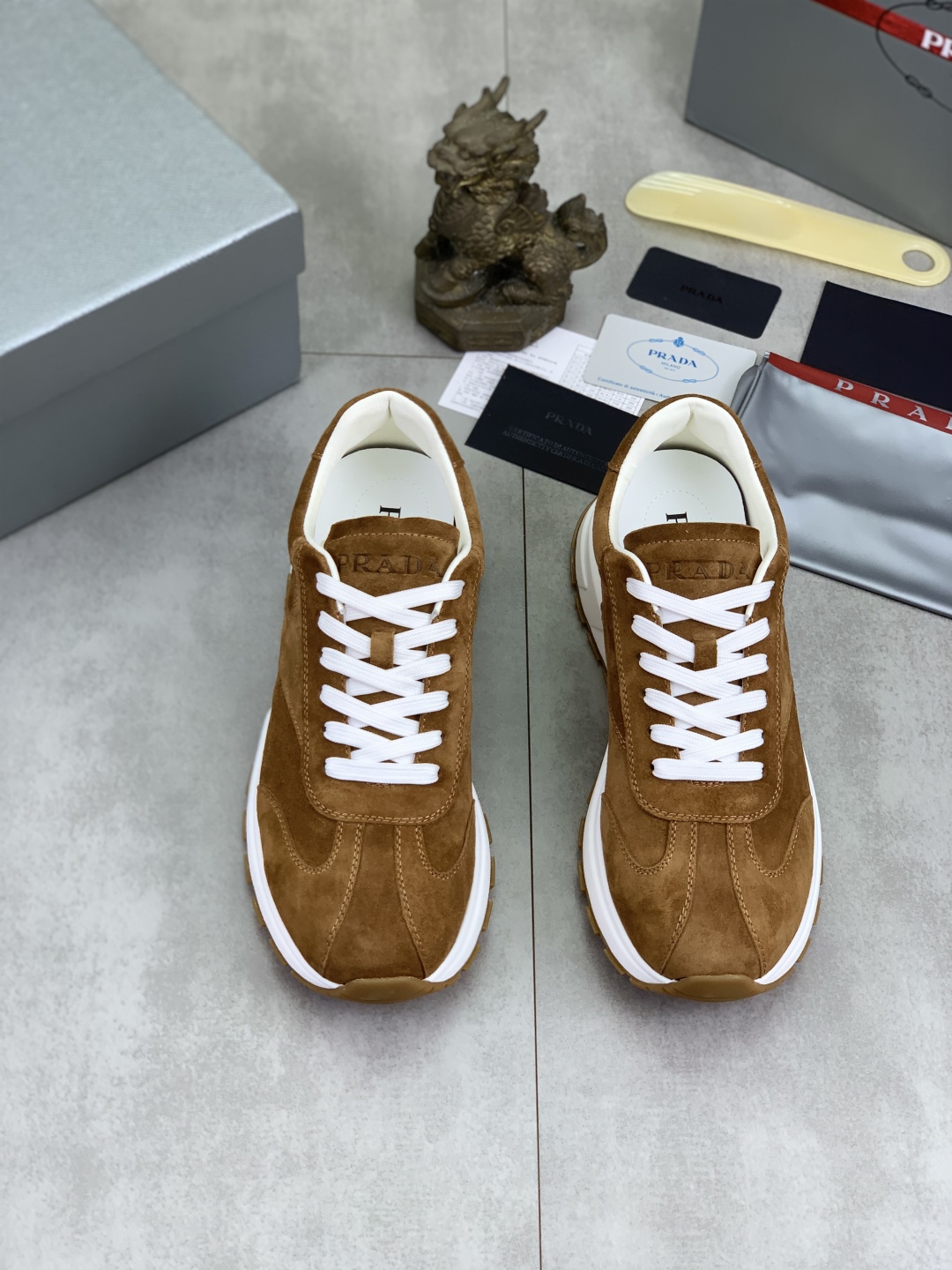 Prada Suede Low-Top Sneakers Brown