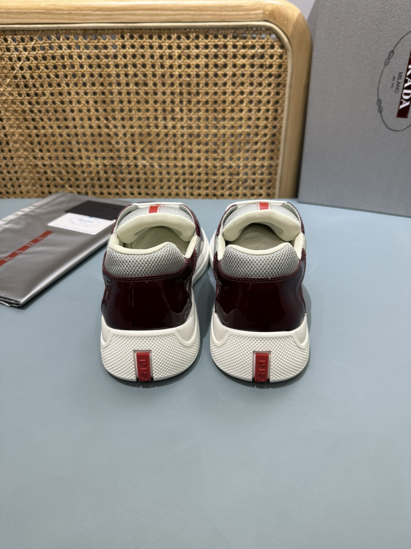 Prada Americas Cup Lace-Up Sneakers Burgundy