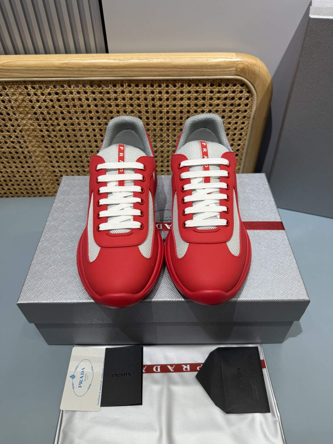Prada Americas Cup Sneakers Red