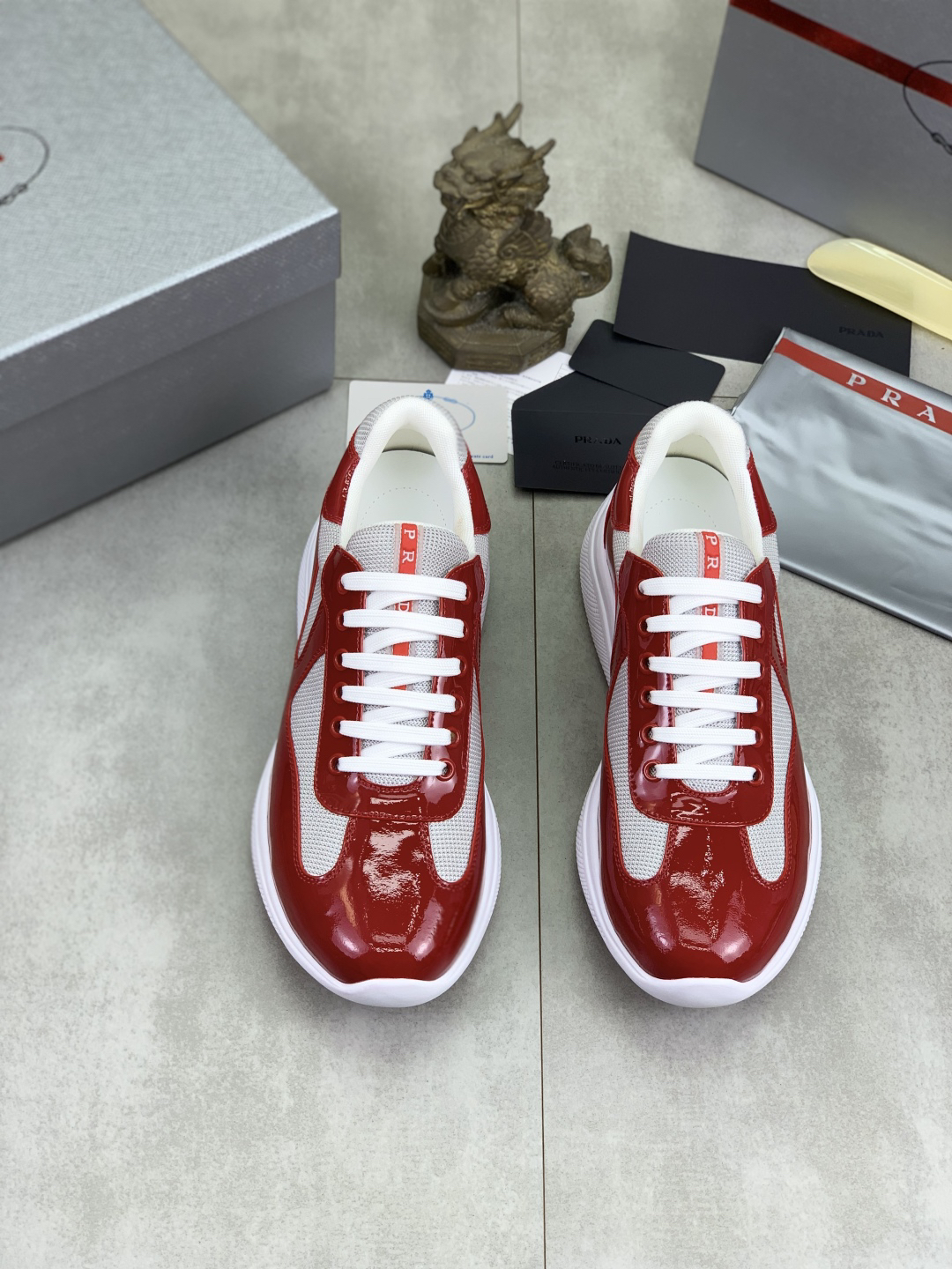 Prada Mesh Leather Sneakers Purple