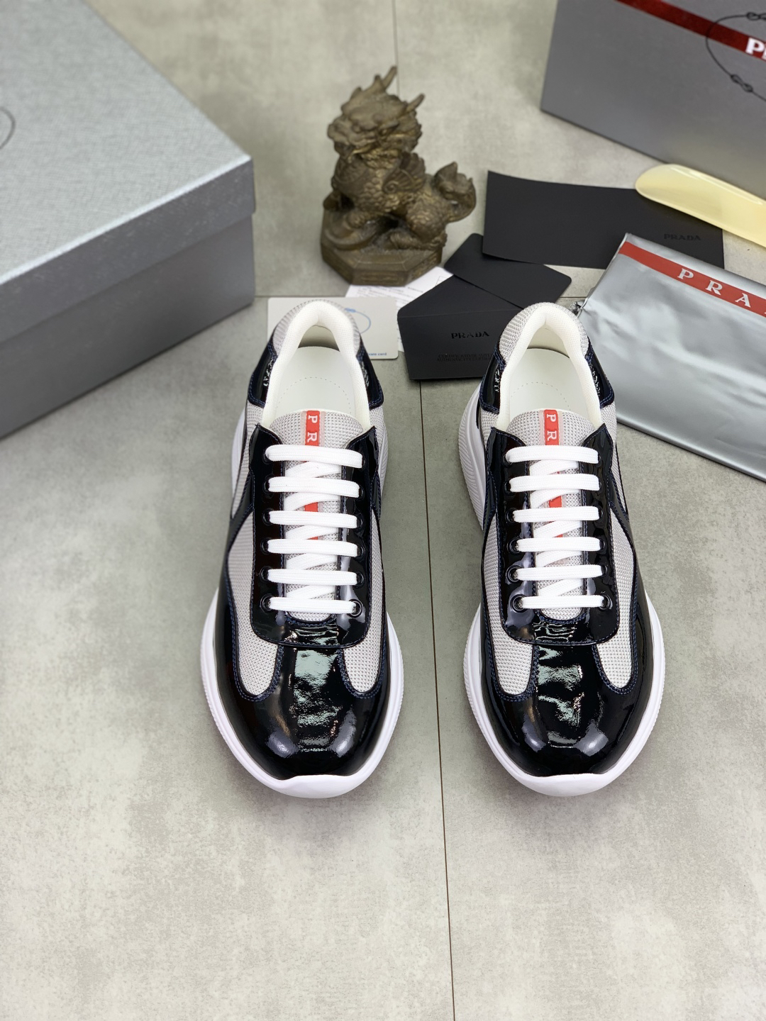 Prada Leather Mesh Sneakers Black