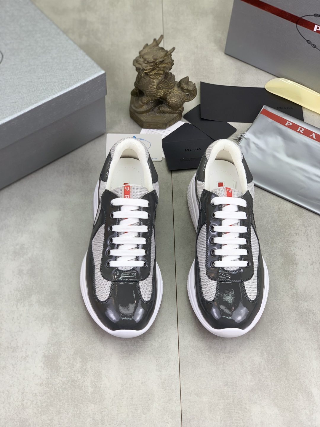 Prada Leather Mesh Sneakers Black