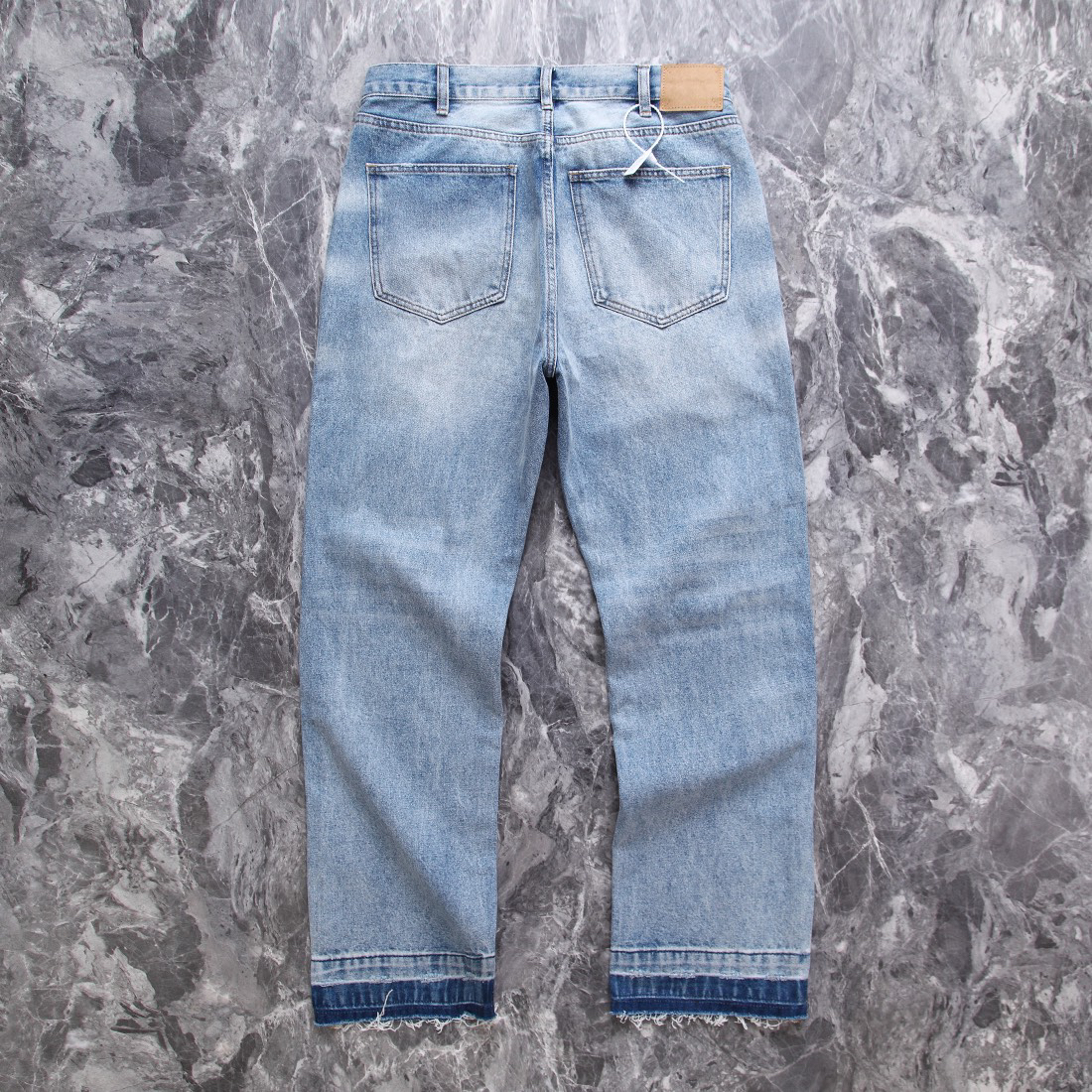 Celine Washed Distressed Straight Jeans Blue