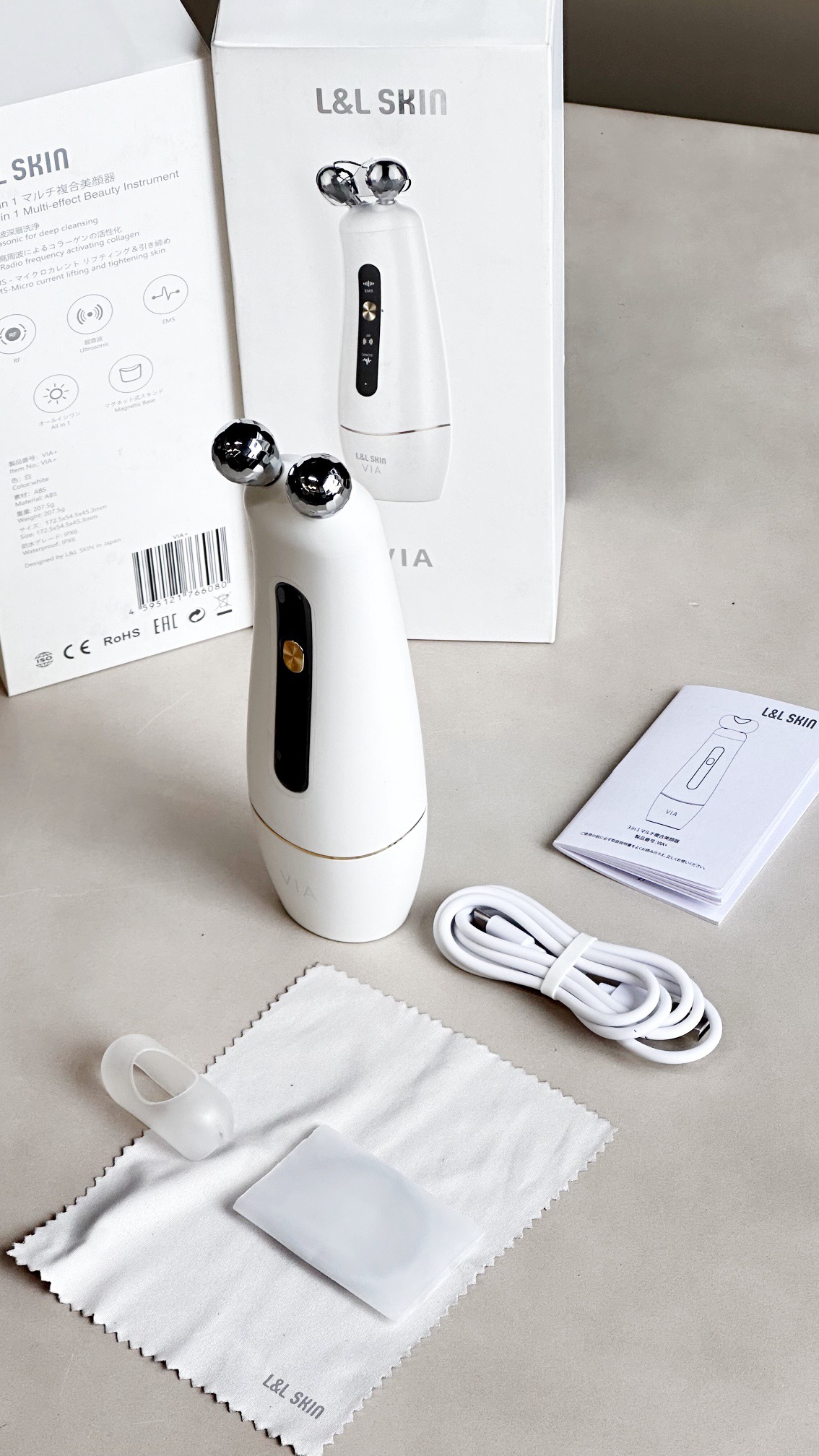 L&L SKIN VIA 3-in-1 RF EMS Facial Device White