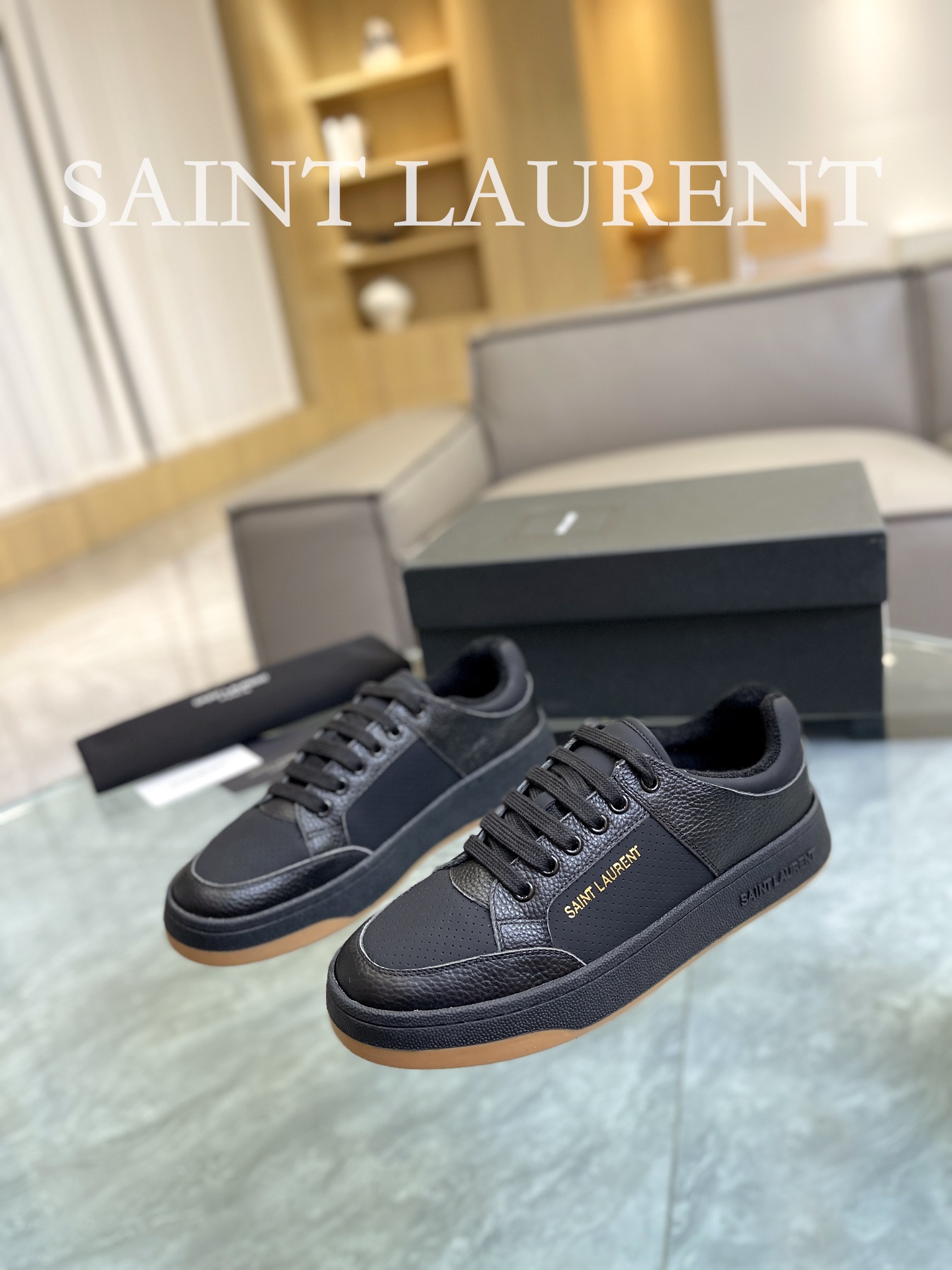 YSL SL61 Leather Sneakers Black