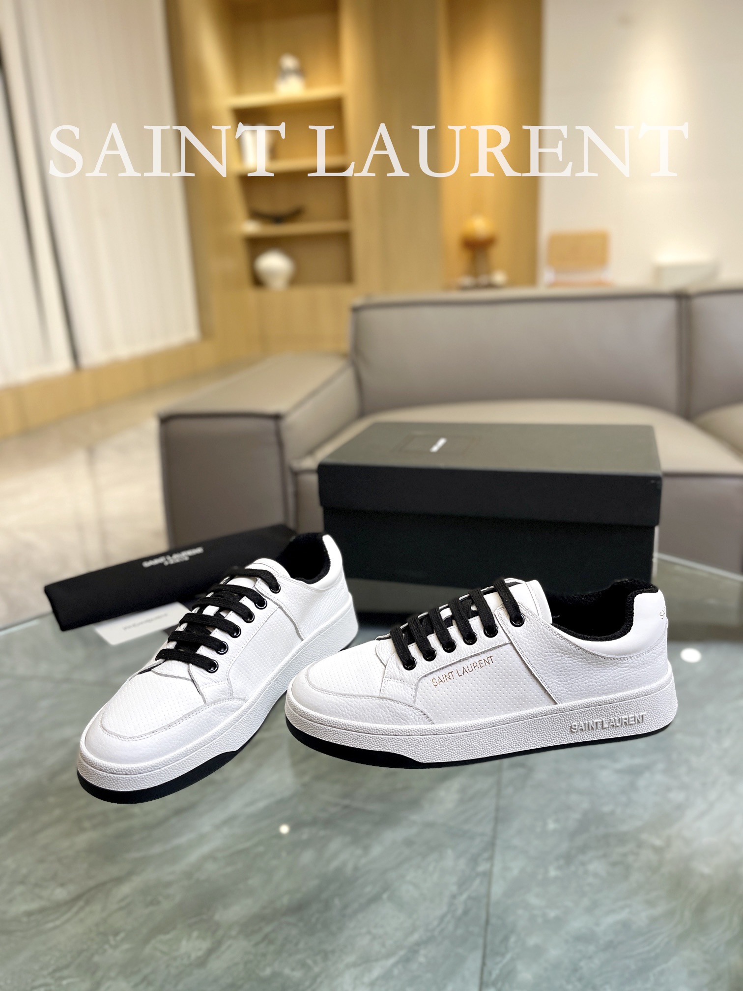 YSL SL61 Leather Sneakers White