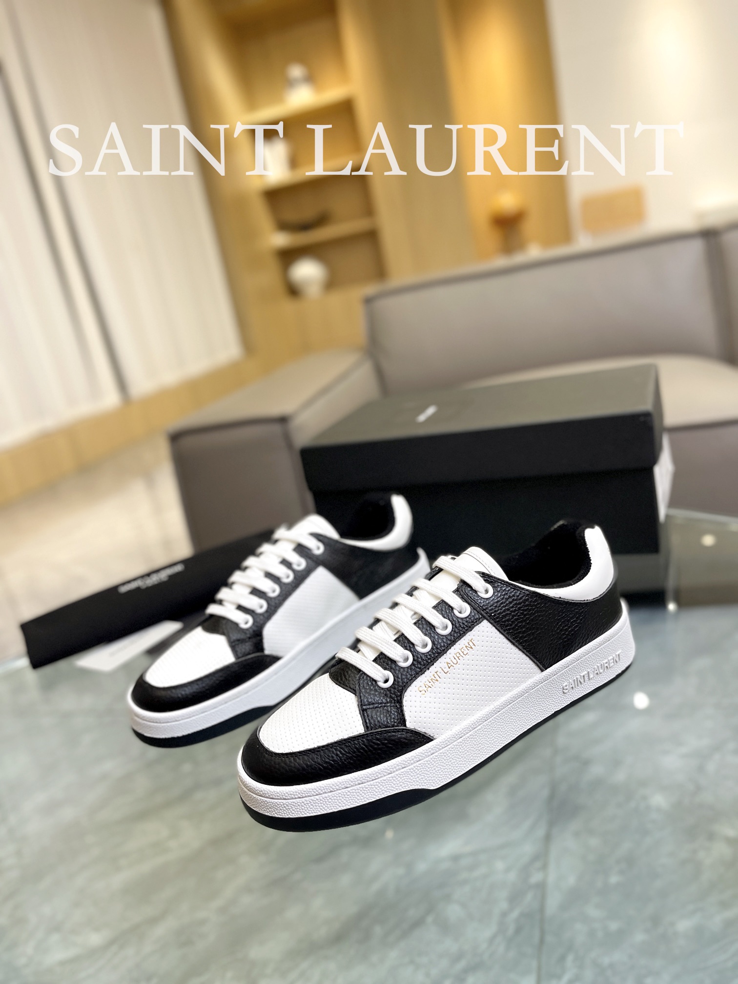 YSL SL61 Low-Top Sneakers Black/White