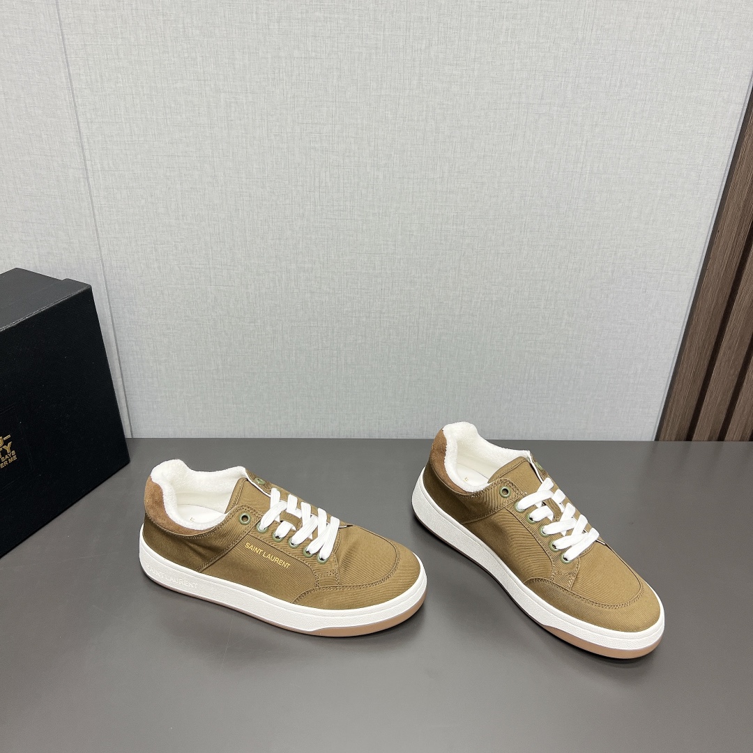 YSL SL61 Canvas Low-Top Sneakers Khaki
