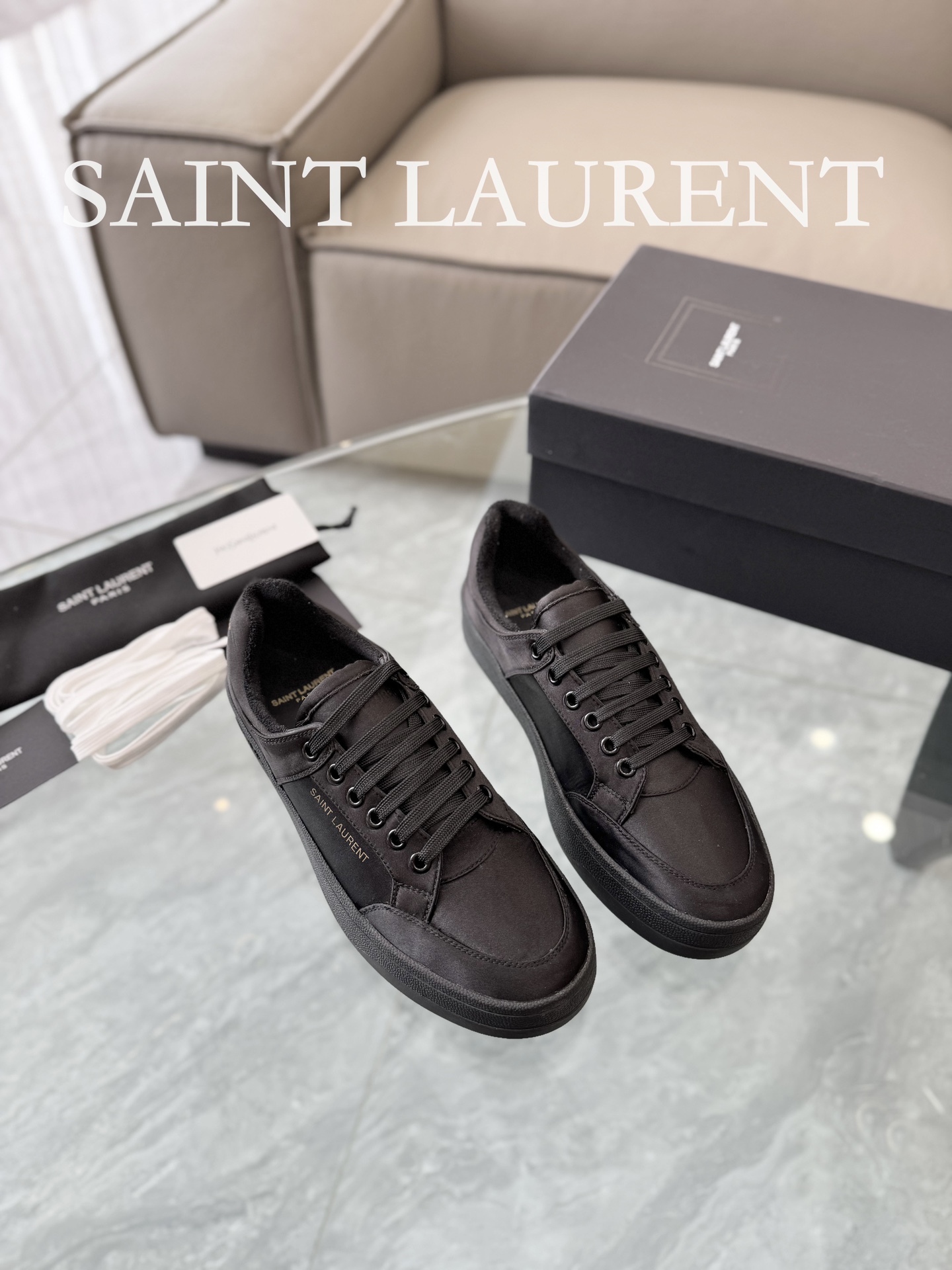 YSL SL61 Leather Sneakers Black