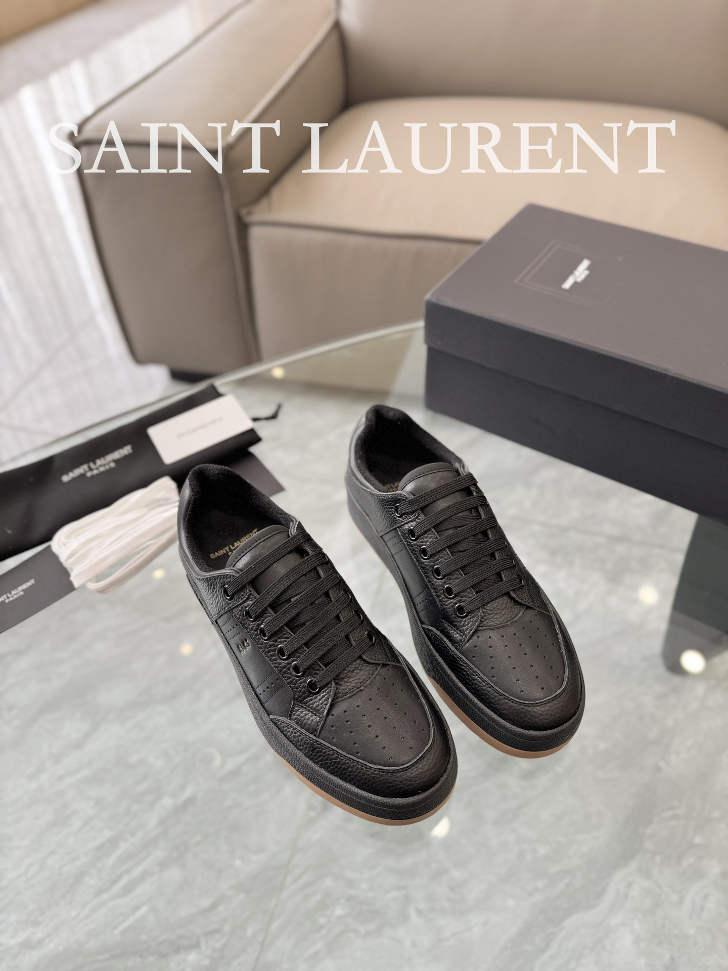YSL SL61 Leather Sneakers Black