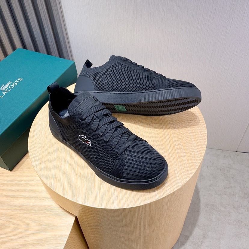 Lacoste Knit Low-Top Casual Sneakers Black