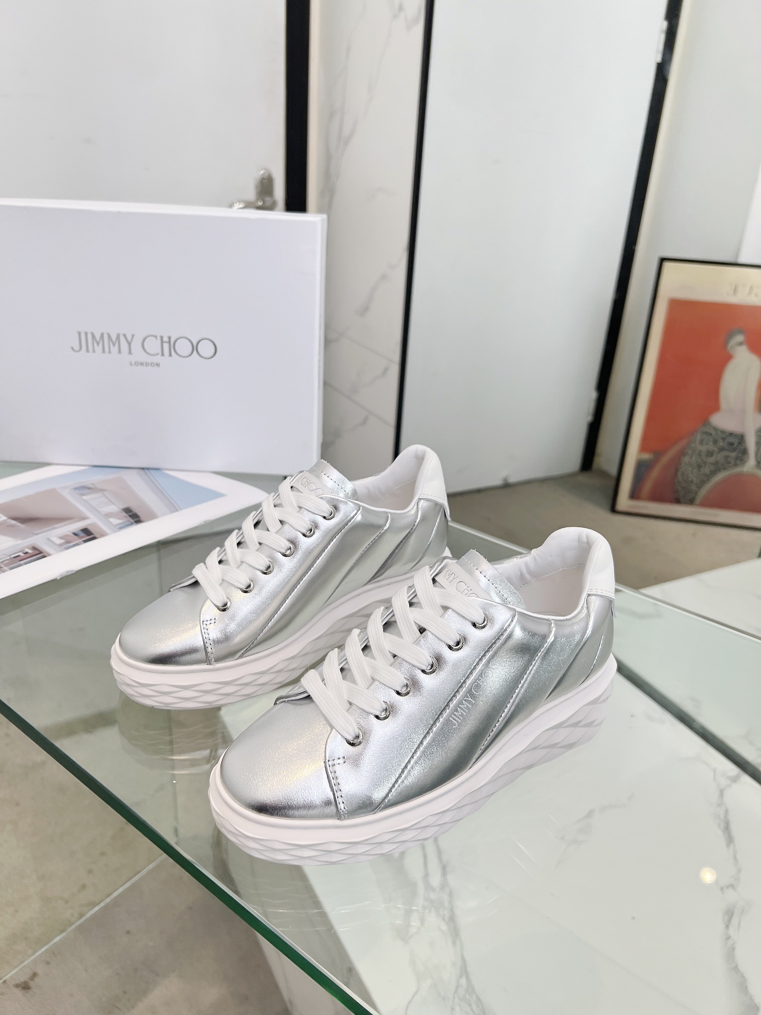 Jimmy Choo Diamond Sneakers Silver