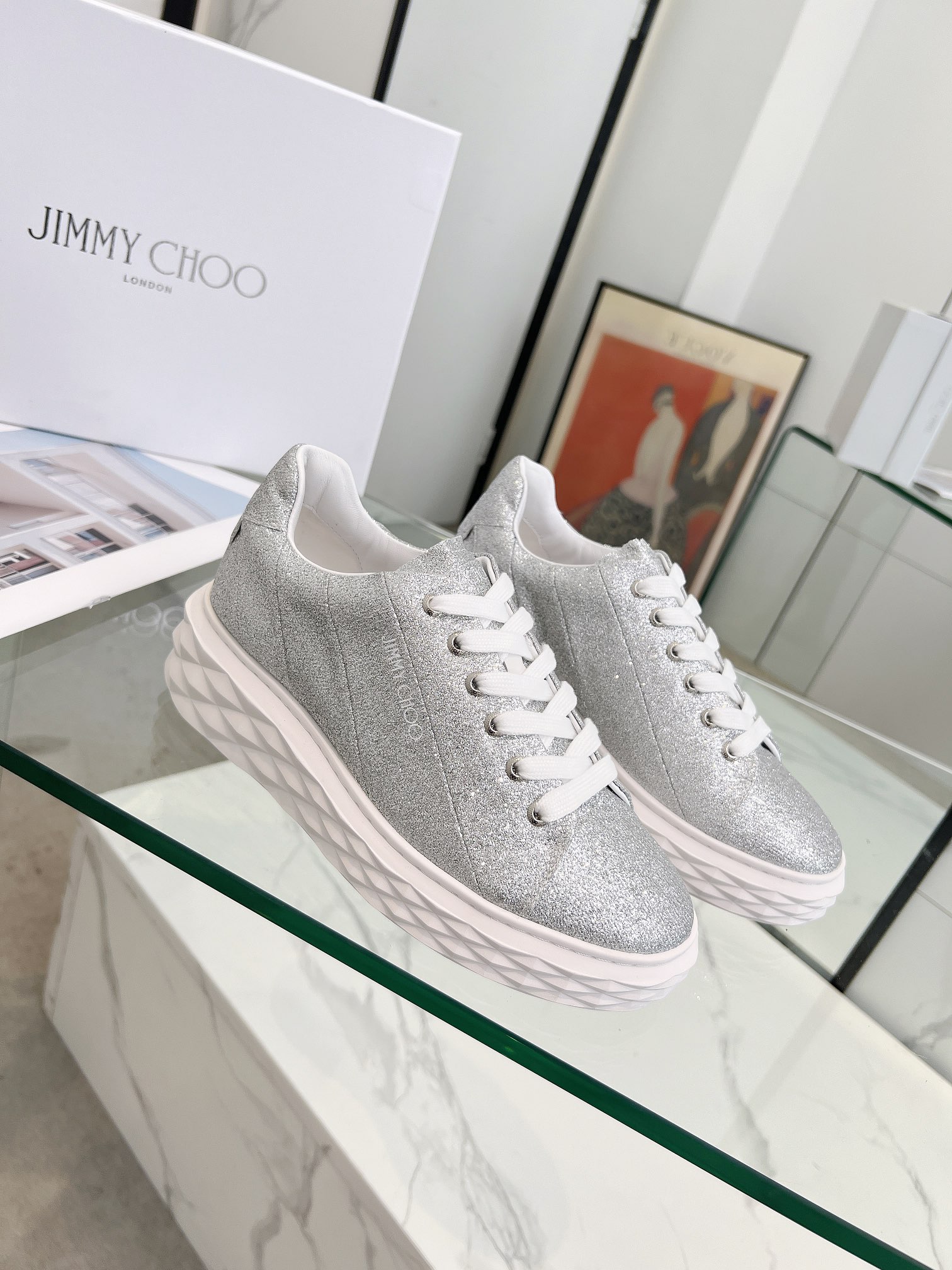 Jimmy Choo Diamond Sneakers Silver