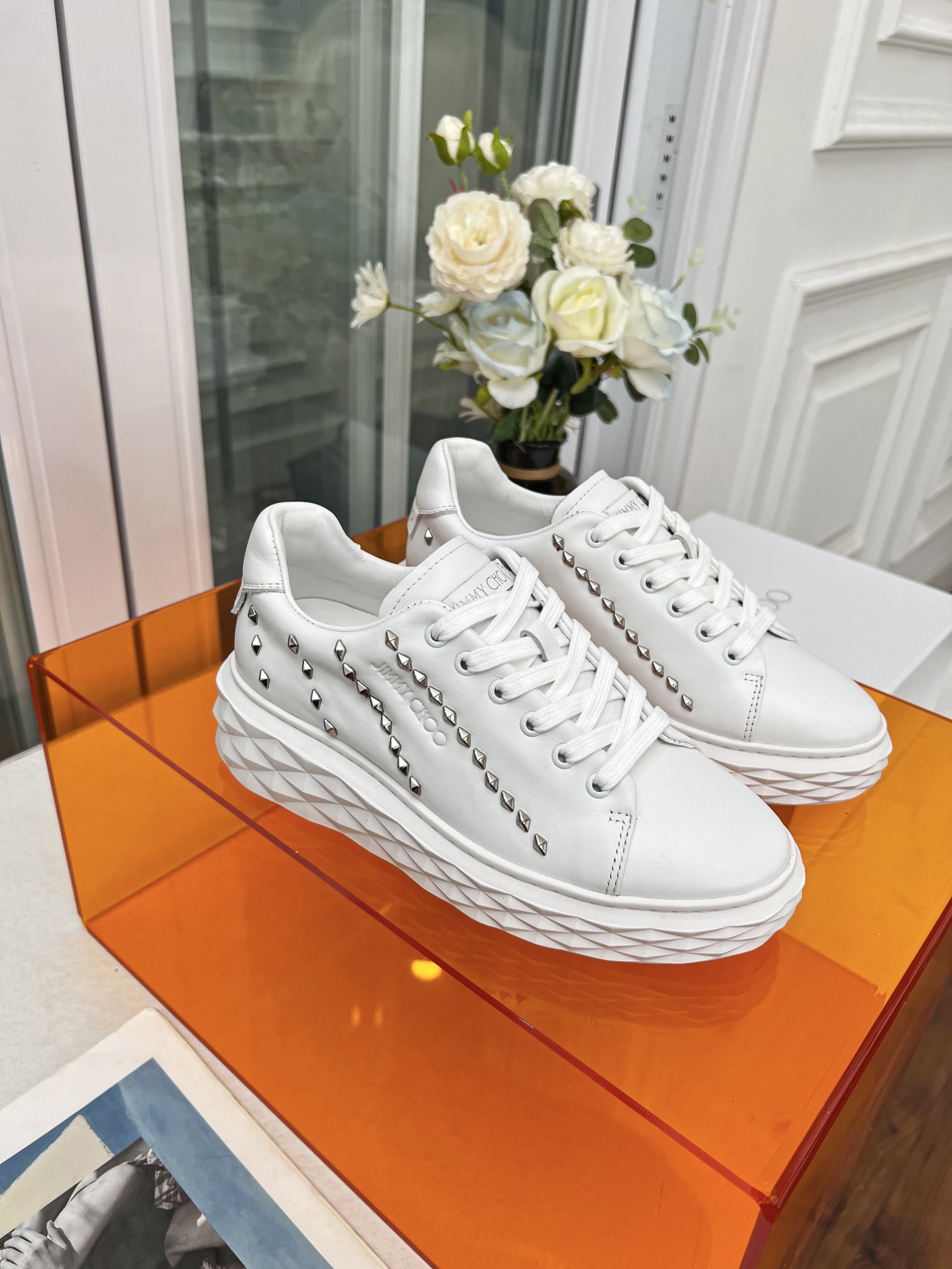 Jimmy Choo Diamond Stud Sneakers White