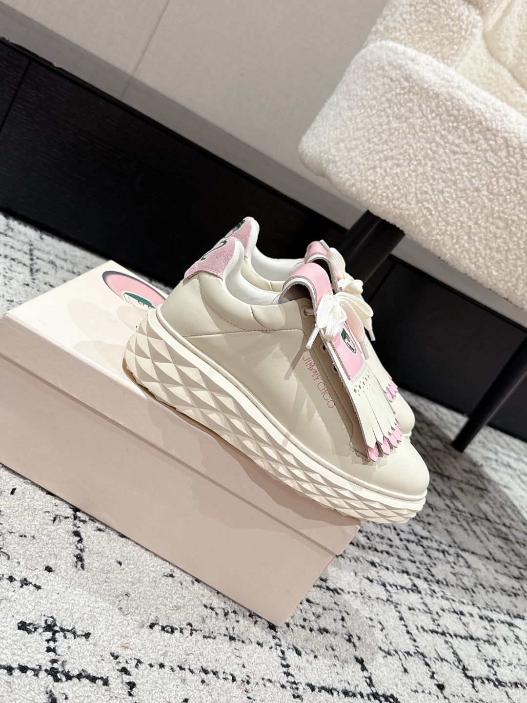 Jimmy Choo Fringe Platform Golf Sneakers Pink