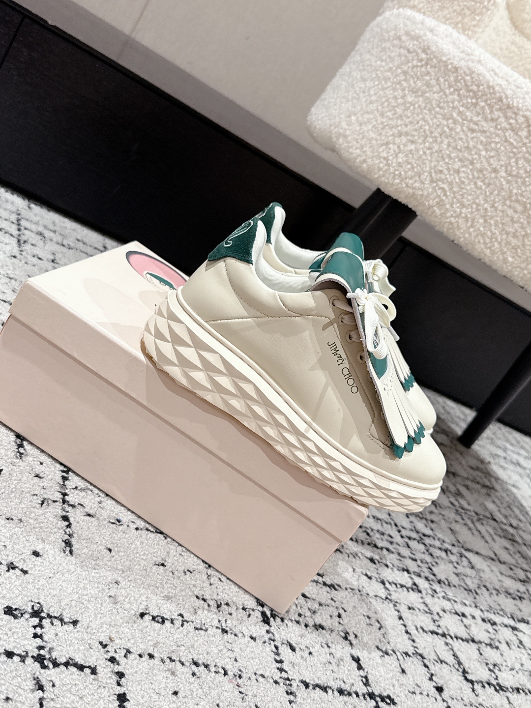 Jimmy Choo Fringe Platform Golf Sneakers Green